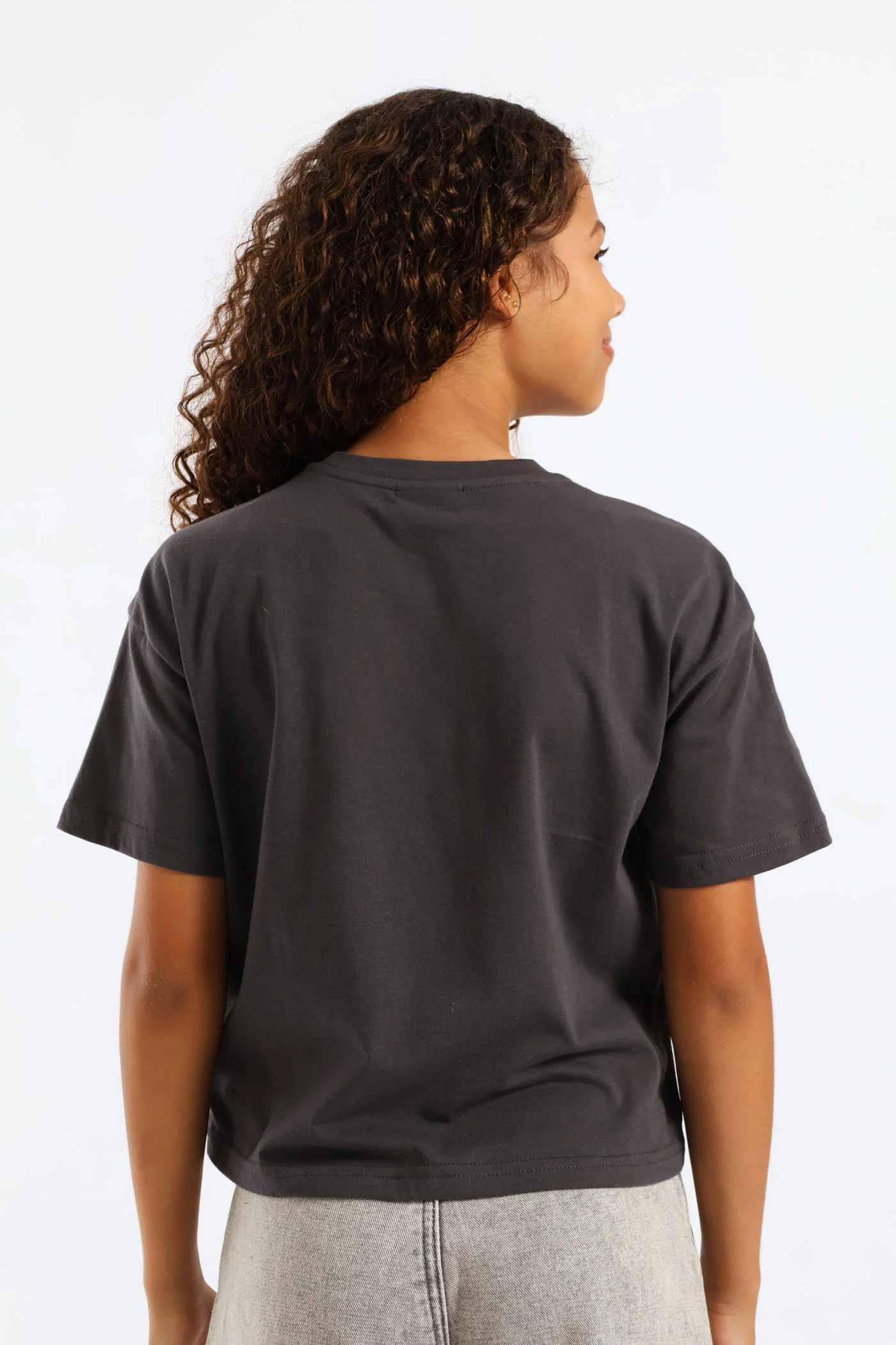 Girls Malibu Coast Boxy Tee - Charcoal - Image 4