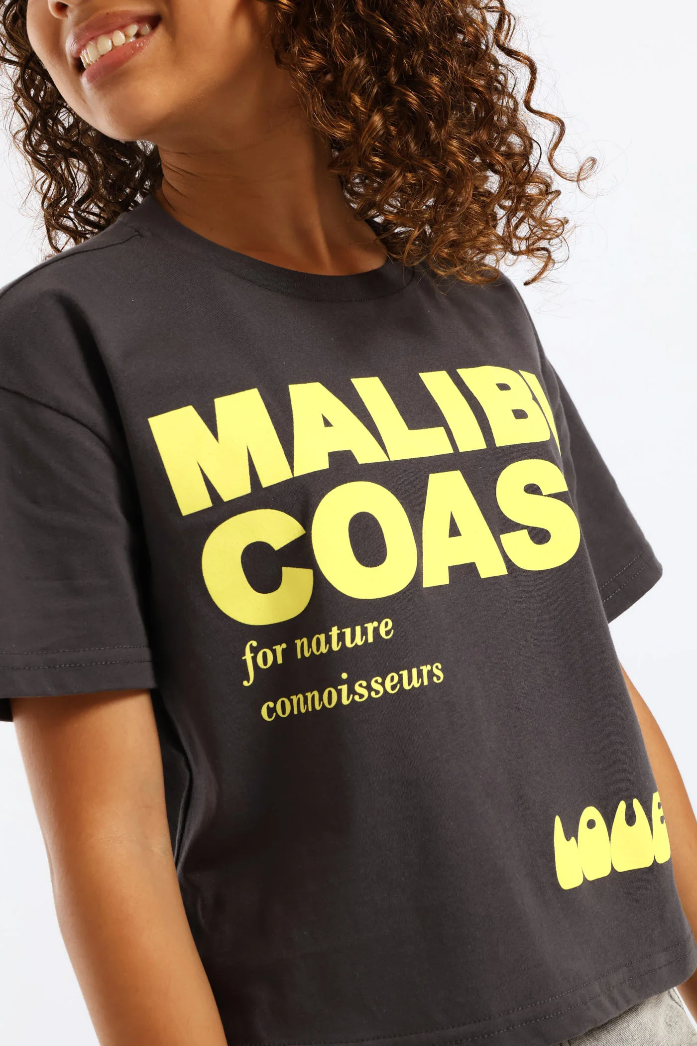 Girls Malibu Coast Boxy Tee - Charcoal - Image 5