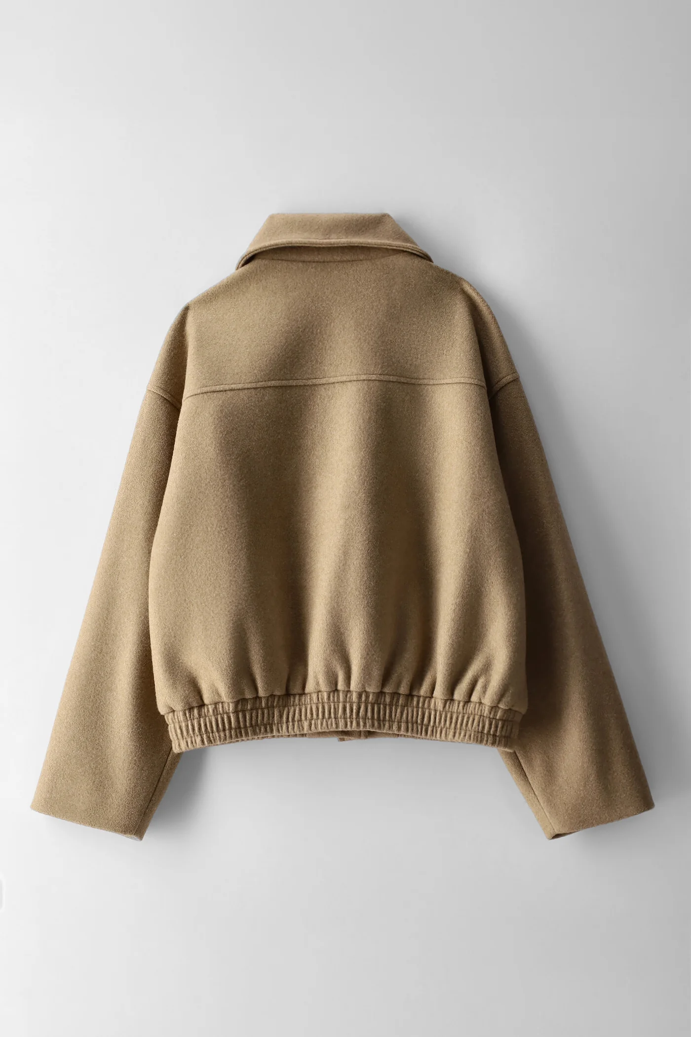 Girls Melange Melton Bomber Jacket - Light Brown - Image 2