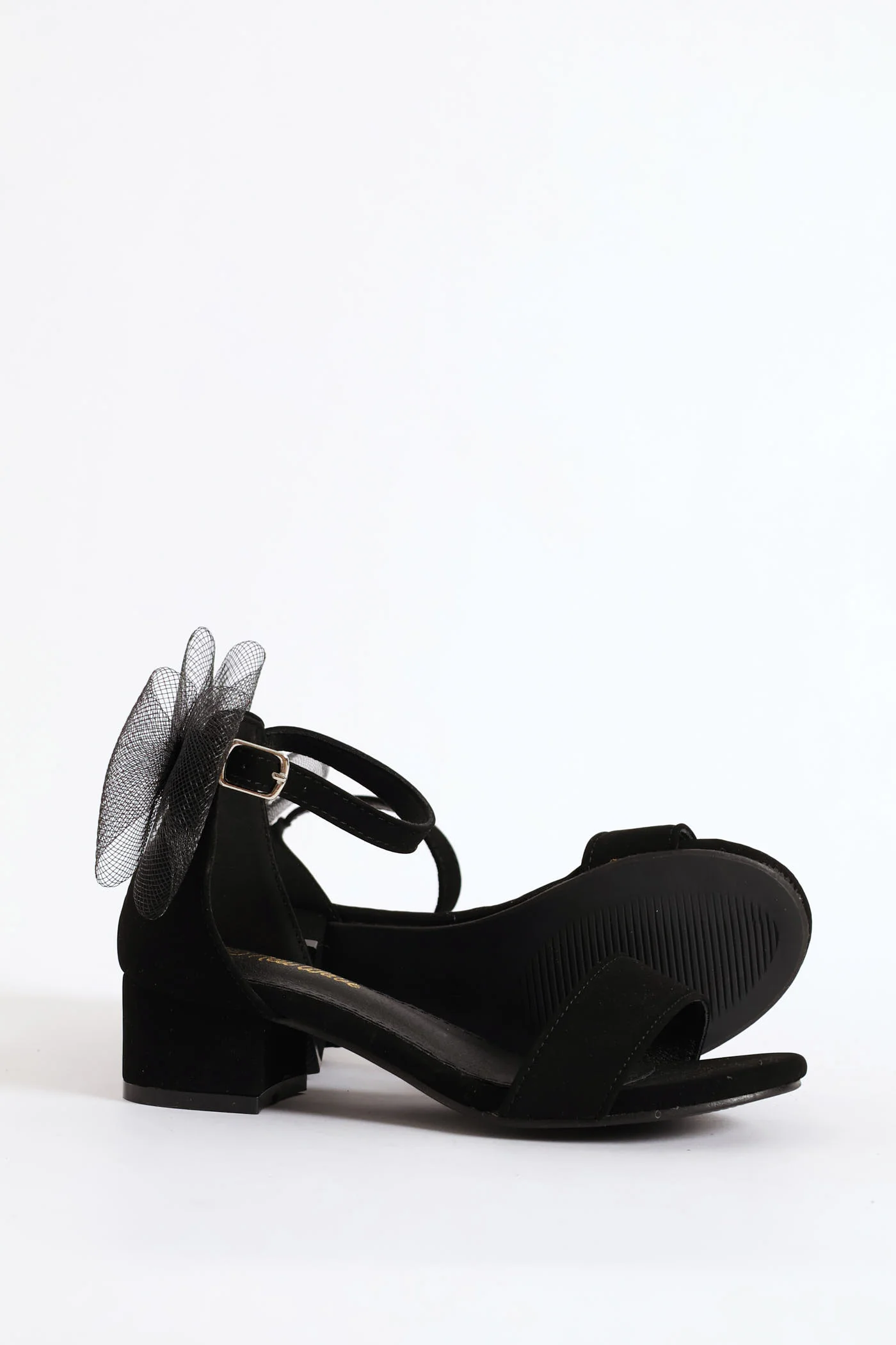 Girls Mesh Bow Heel Sandal - Black - Image 4
