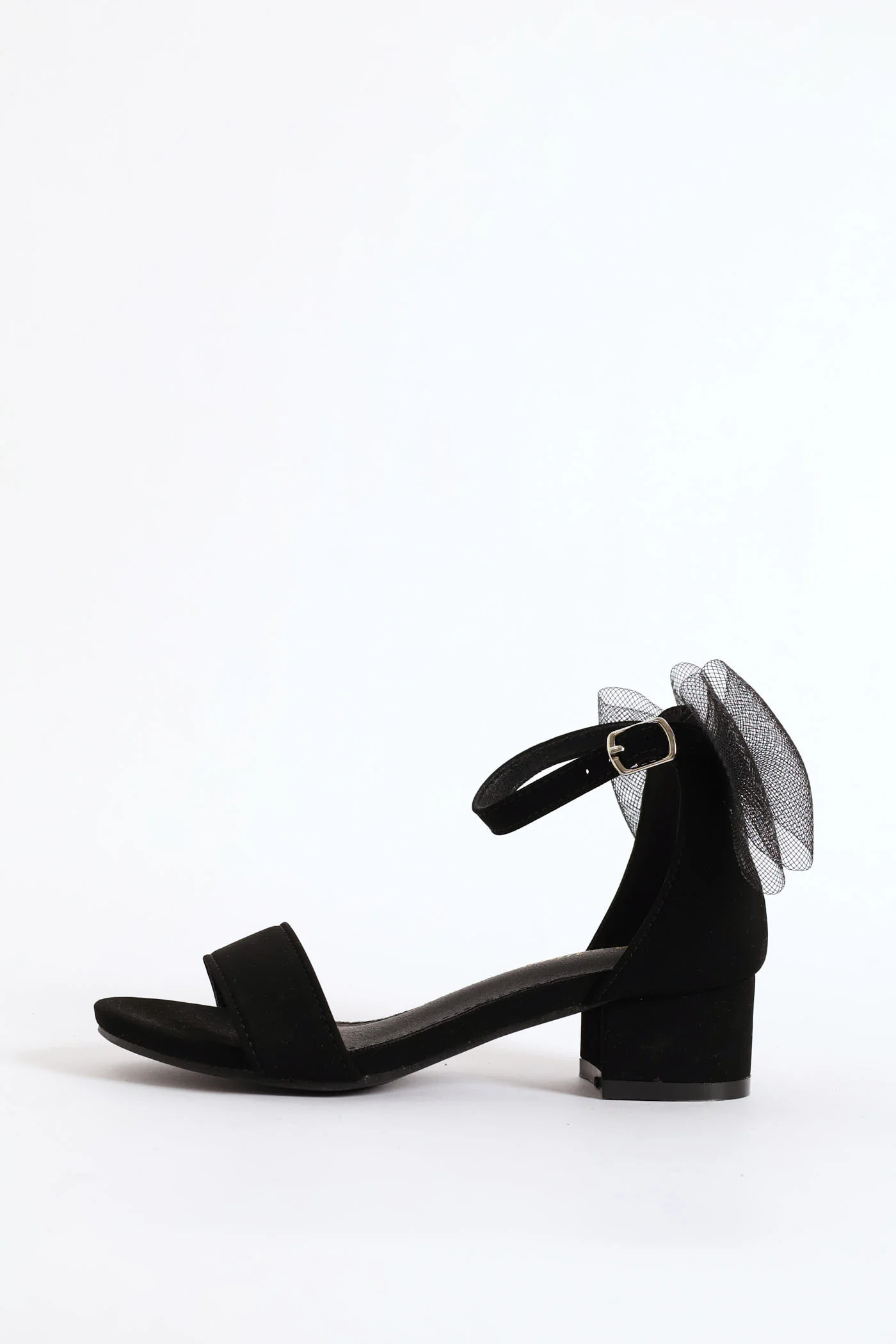 Girls Mesh Bow Heel Sandal - Black - Image 5