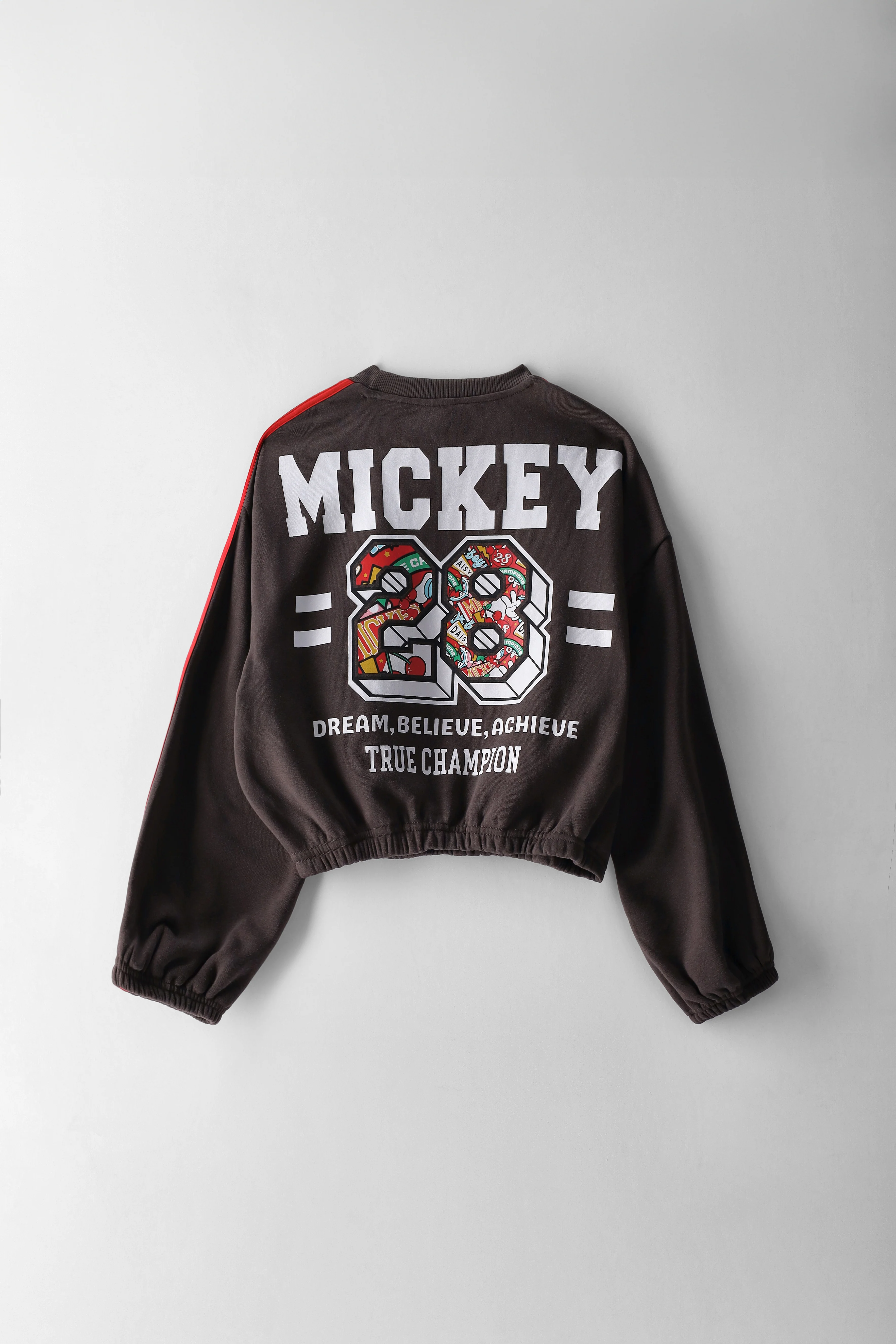 Girls Mickey 28 Sports Stripe Tracktop - Charcoal - Image 2