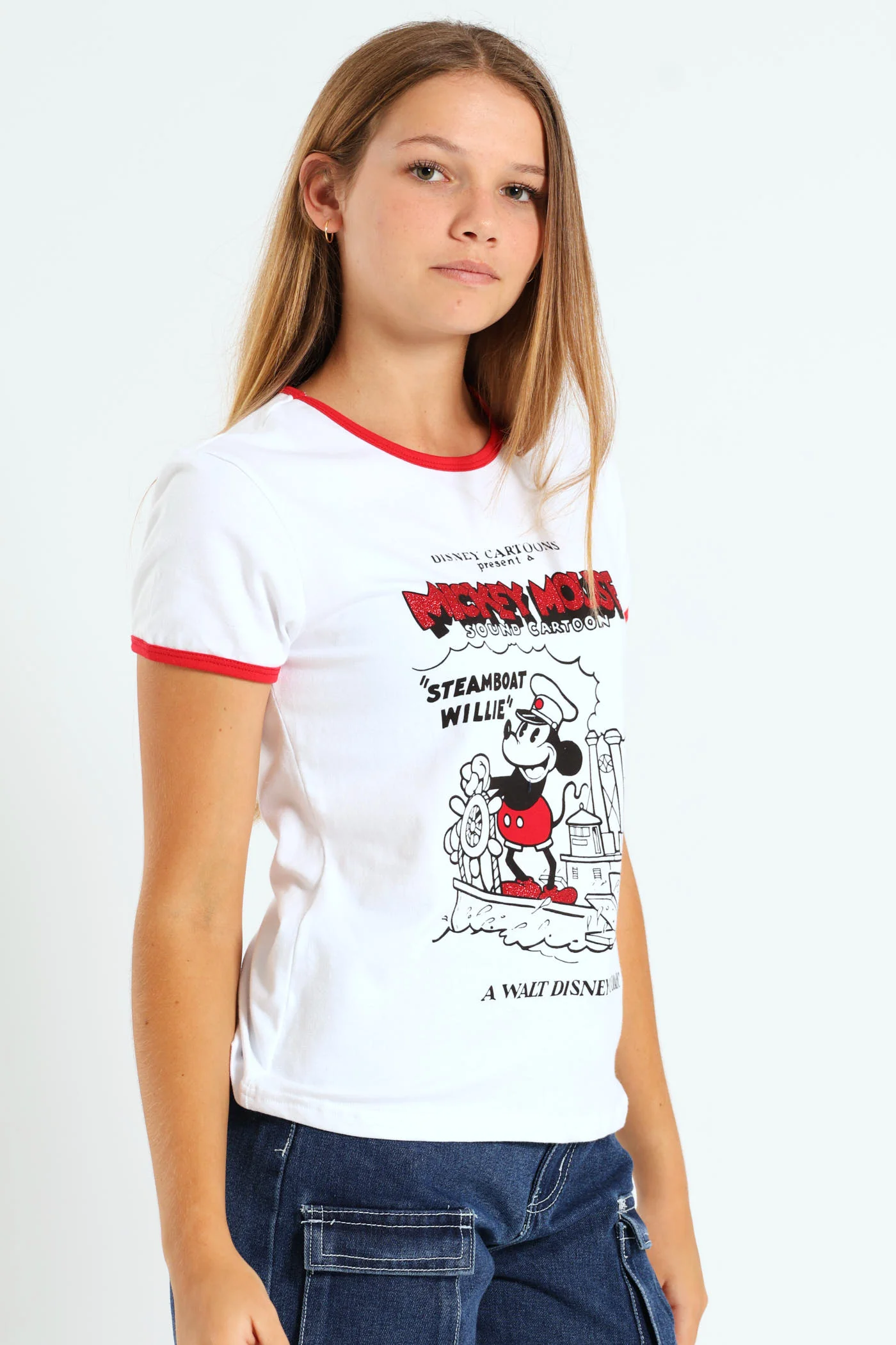 Girls Mickey Ringer Tee - White - Image 2
