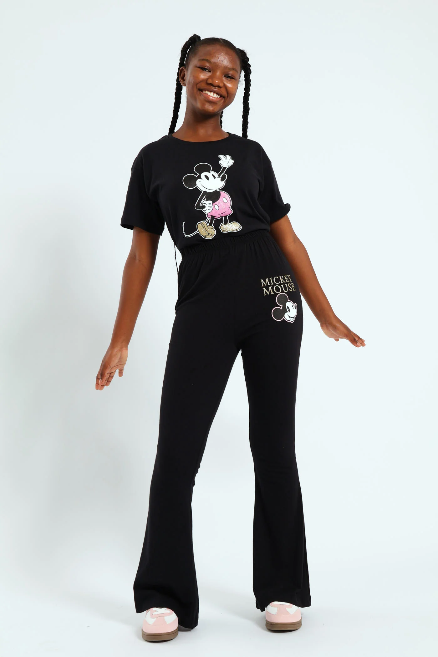 Girls Mickey Wide Leg Pant - Black - Image 3