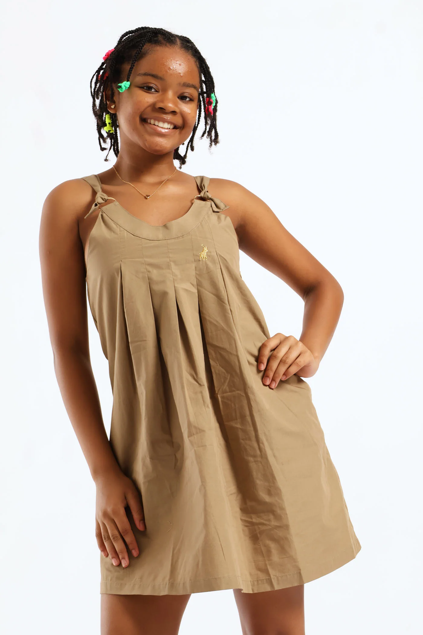 Girls Mila Pinafore Dress - Taupe - Image 2
