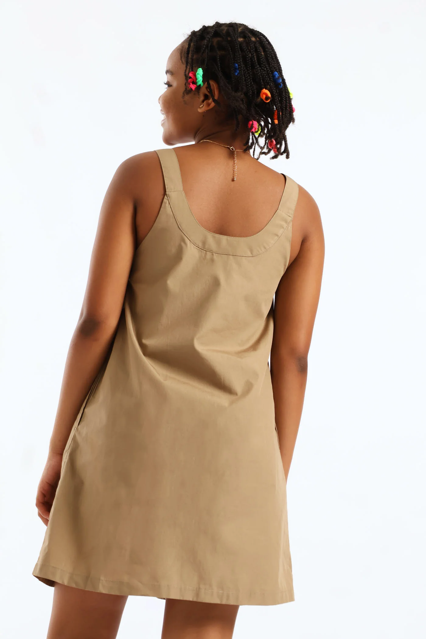 Girls Mila Pinafore Dress - Taupe - Image 3