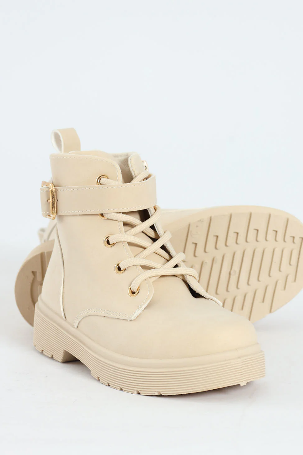 Girls Miltary Boot - Cream - Image 4
