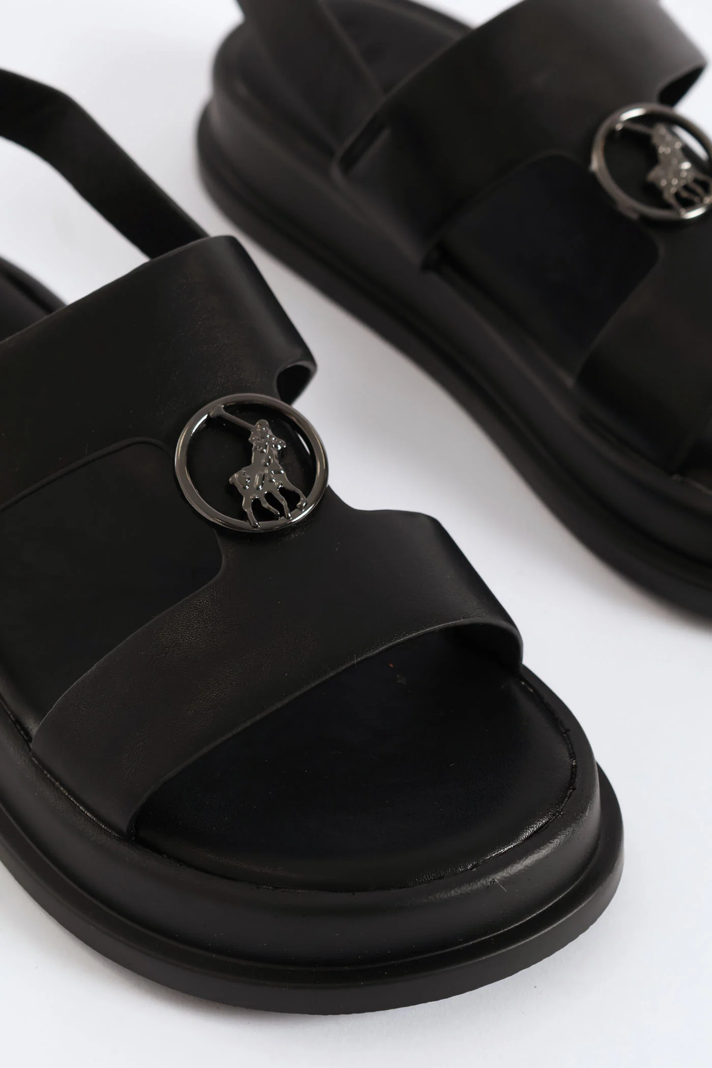 Girls Monogram Trim Sandal - Black - Image 2