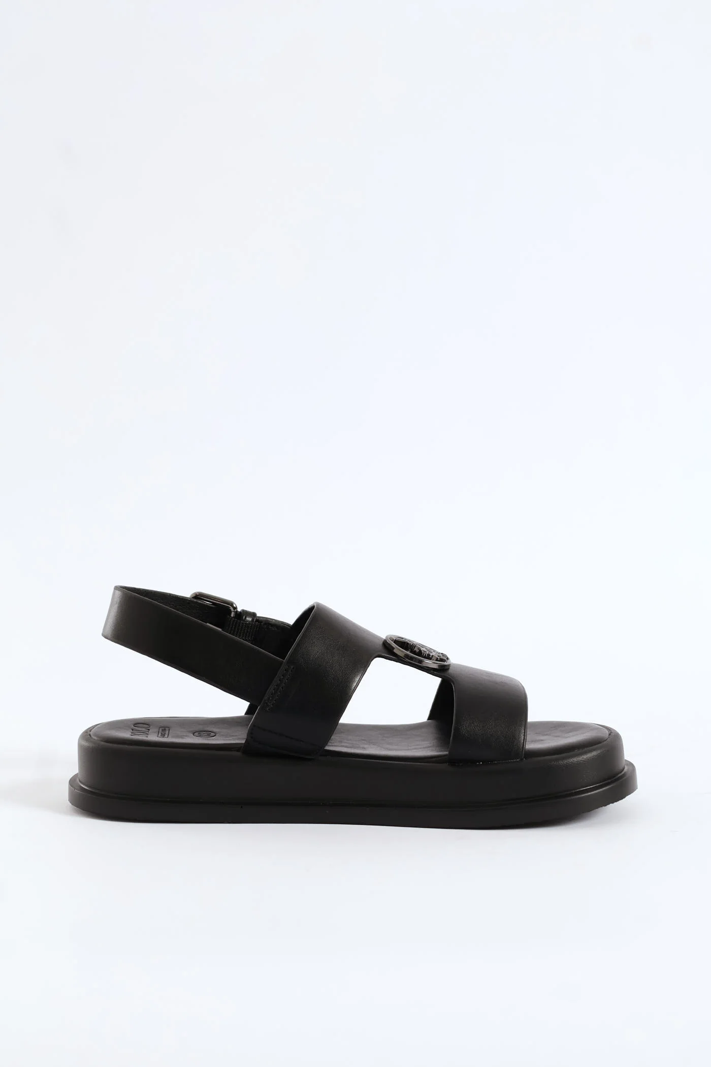 Girls Monogram Trim Sandal - Black - Image 3