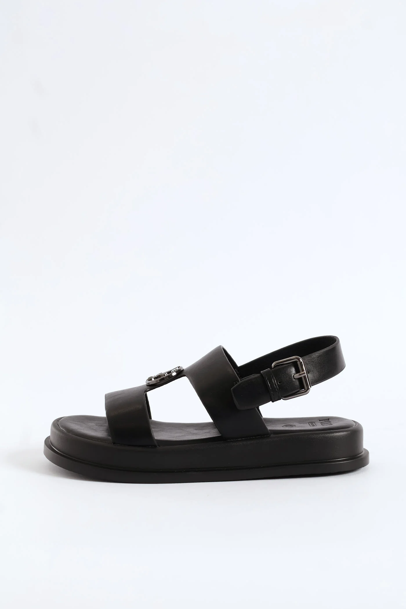 Girls Monogram Trim Sandal - Black - Image 4