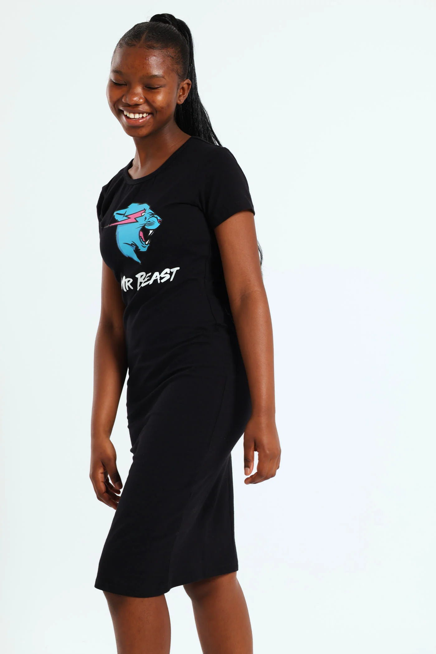 Girls Mr Beast Dress - Black - Image 2
