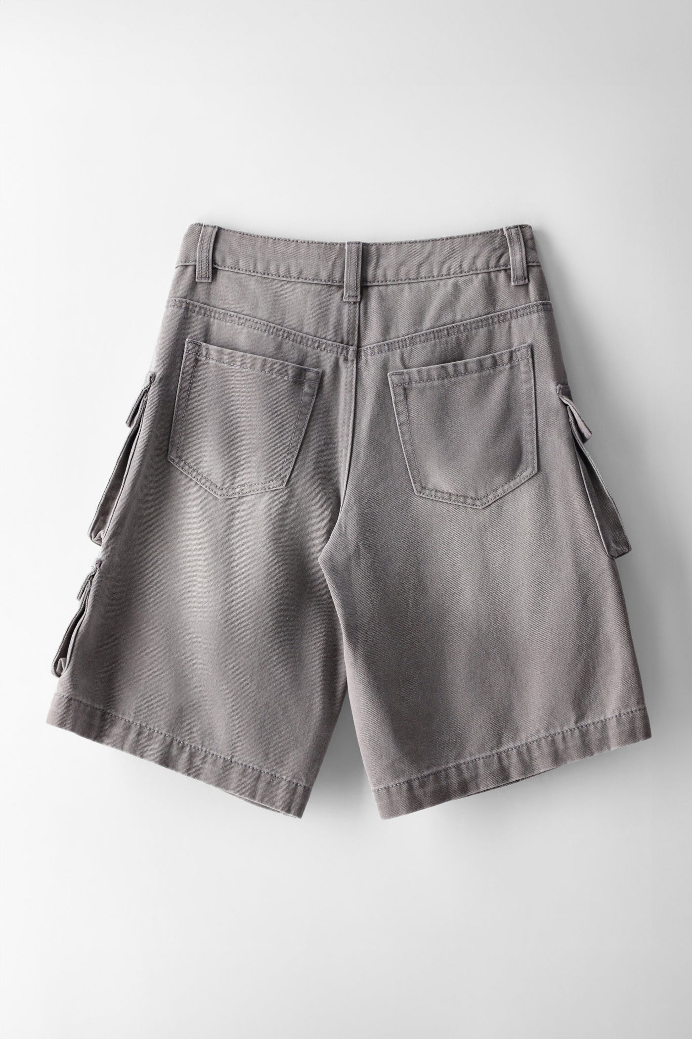 Girls Multi Cargo Jort - Grey Wash - Image 2