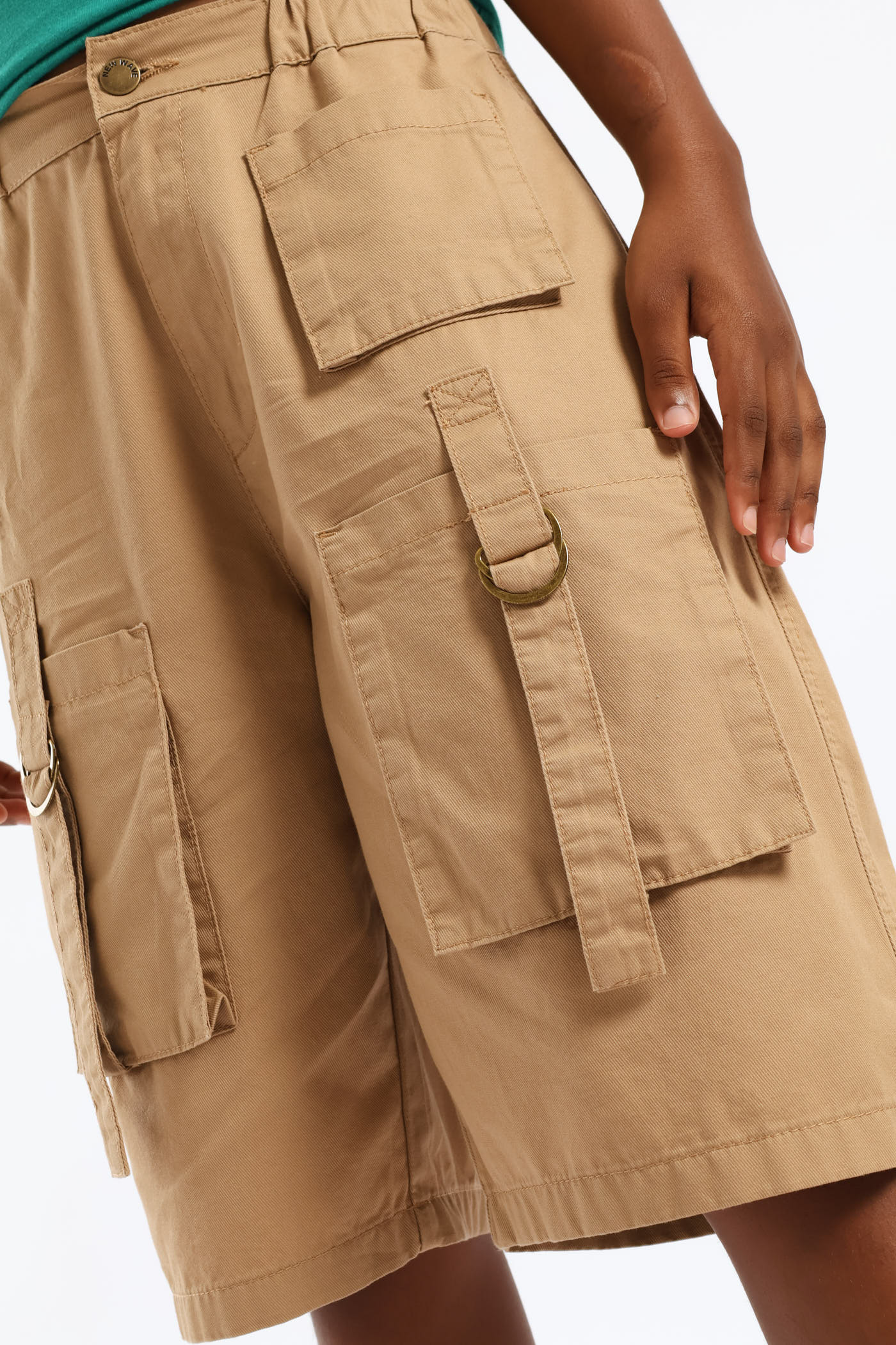 Girls Multi Pocket Bermuda Twill Shorts - Khaki - Image 5