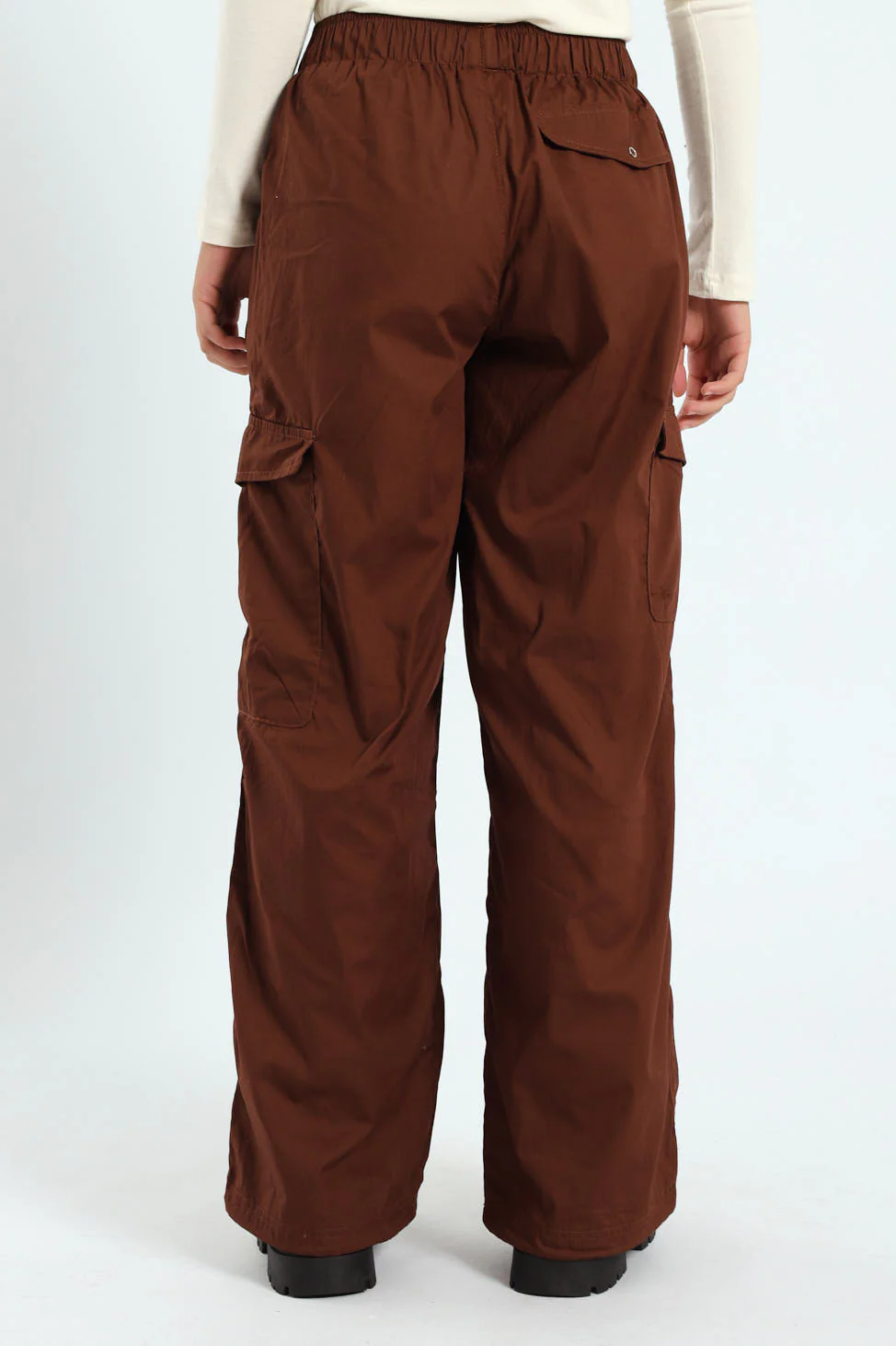 Girls Multi Pocket Parachute Pants - Brown - Image 4
