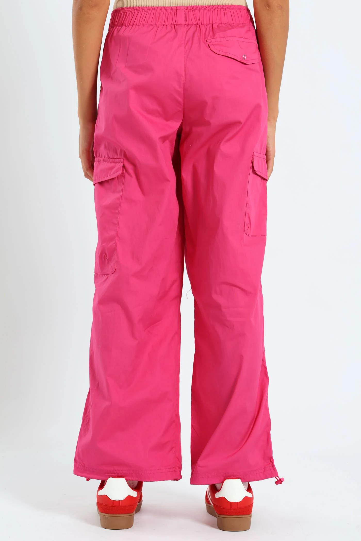Girls Multi Pocket Parachute Pants - Cerise - Image 4