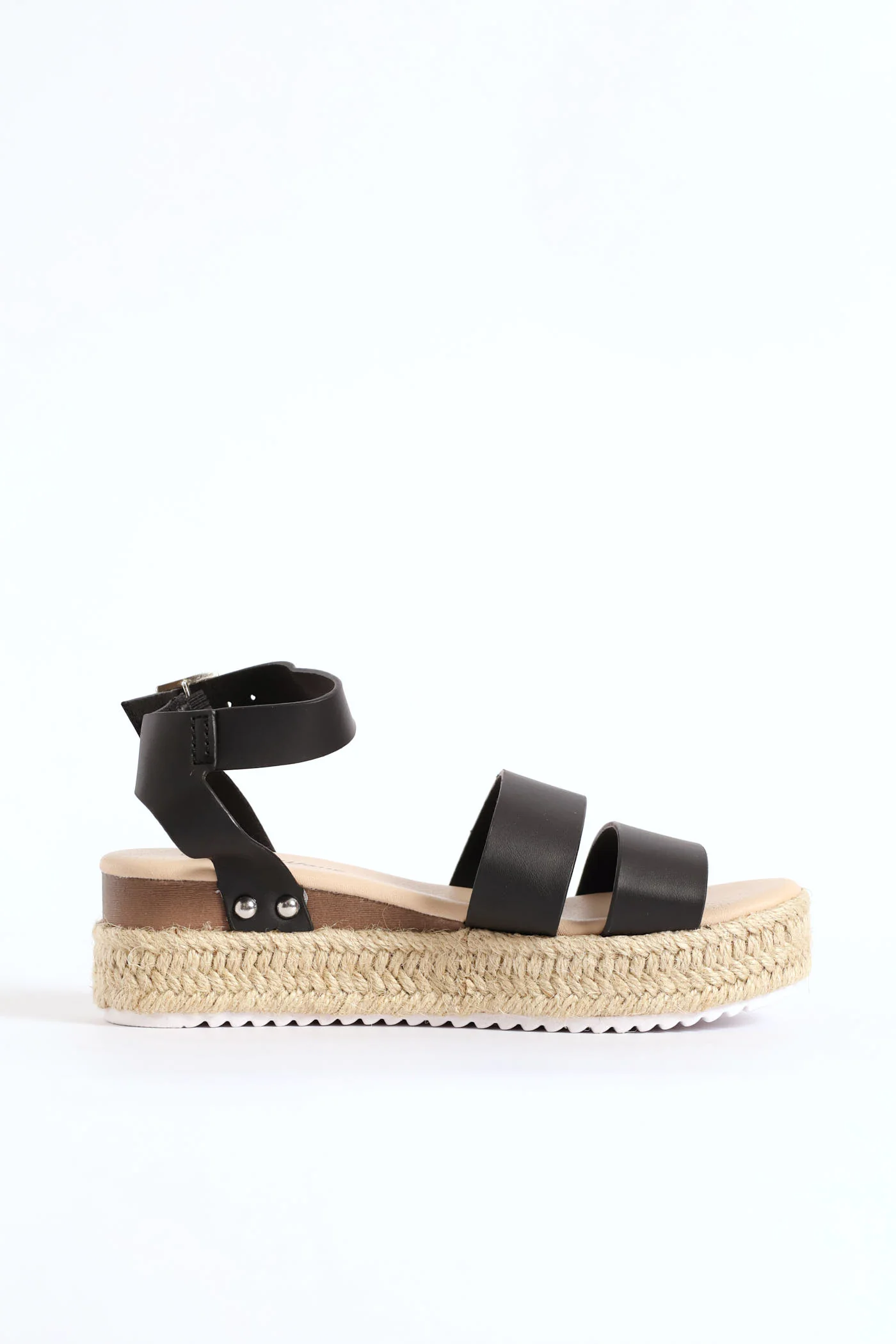 Girls Multi Strap Espadrille Wedge Sandal - Black - Image 2