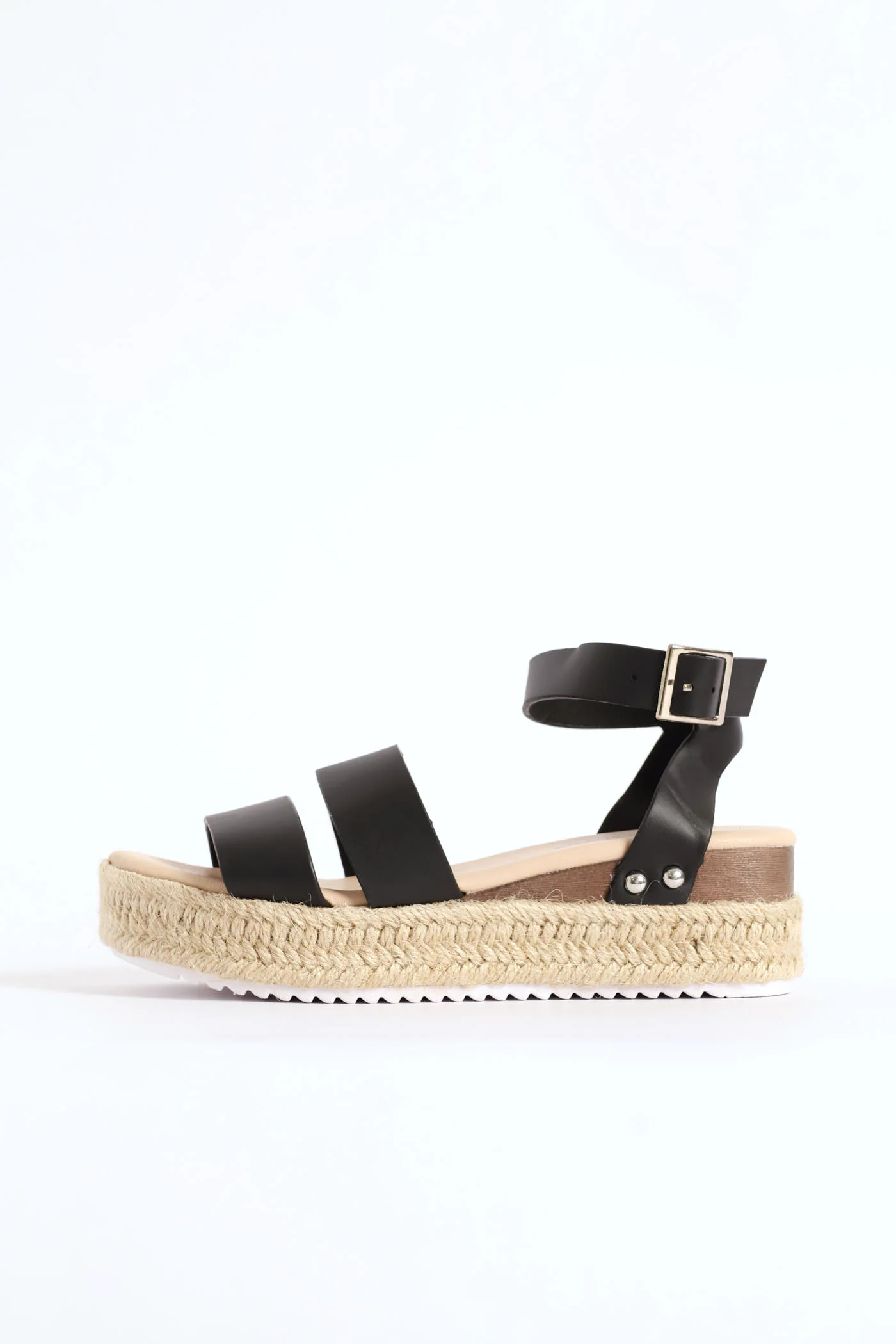 Girls Multi Strap Espadrille Wedge Sandal - Black - Image 3