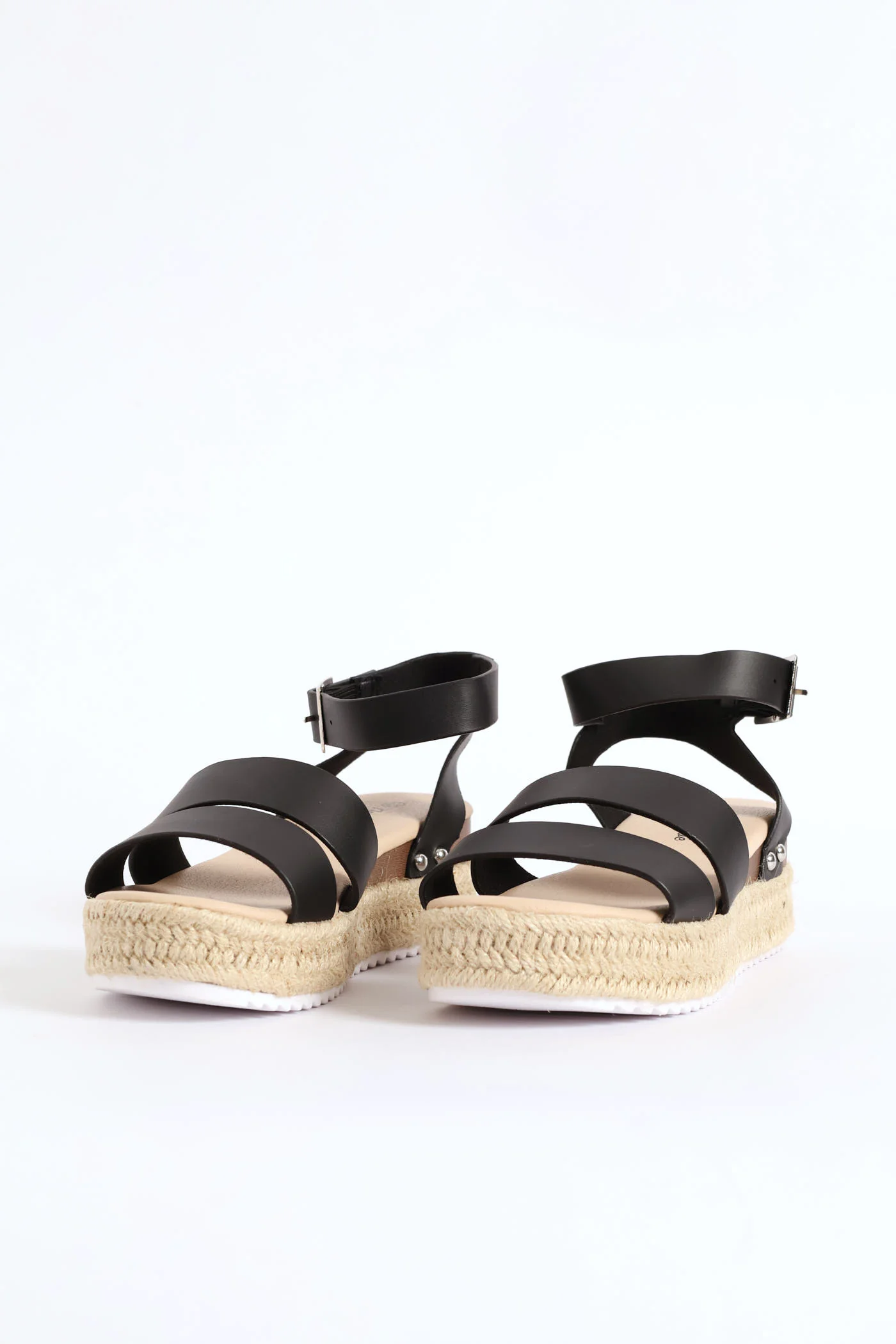 Girls Multi Strap Espadrille Wedge Sandal - Black - Image 4