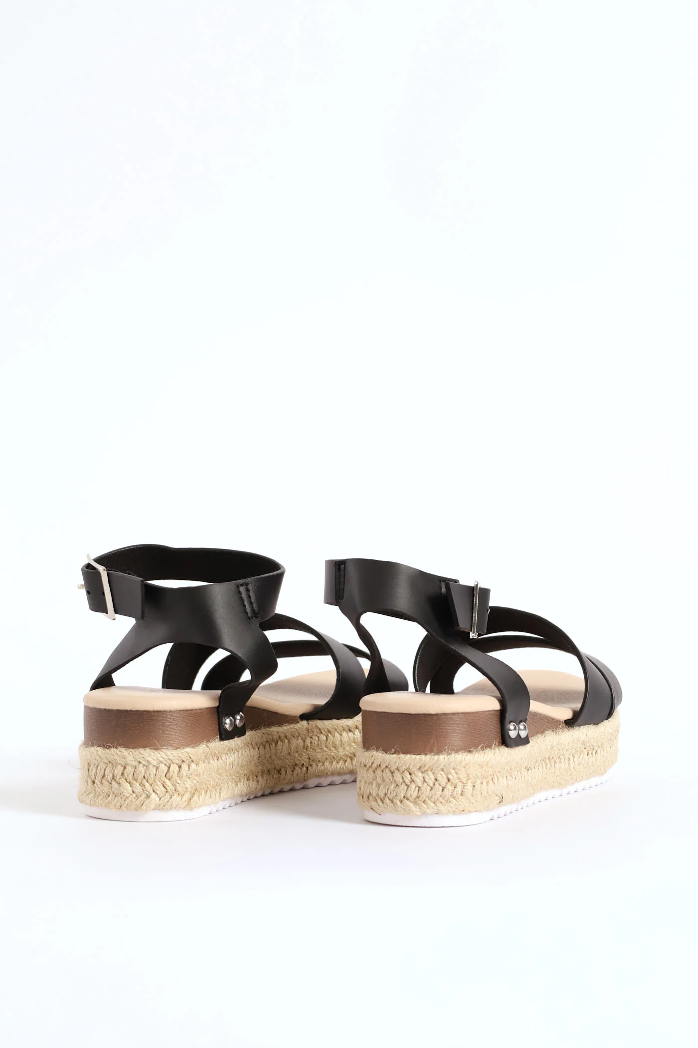 Girls Multi Strap Espadrille Wedge Sandal - Black - Image 5