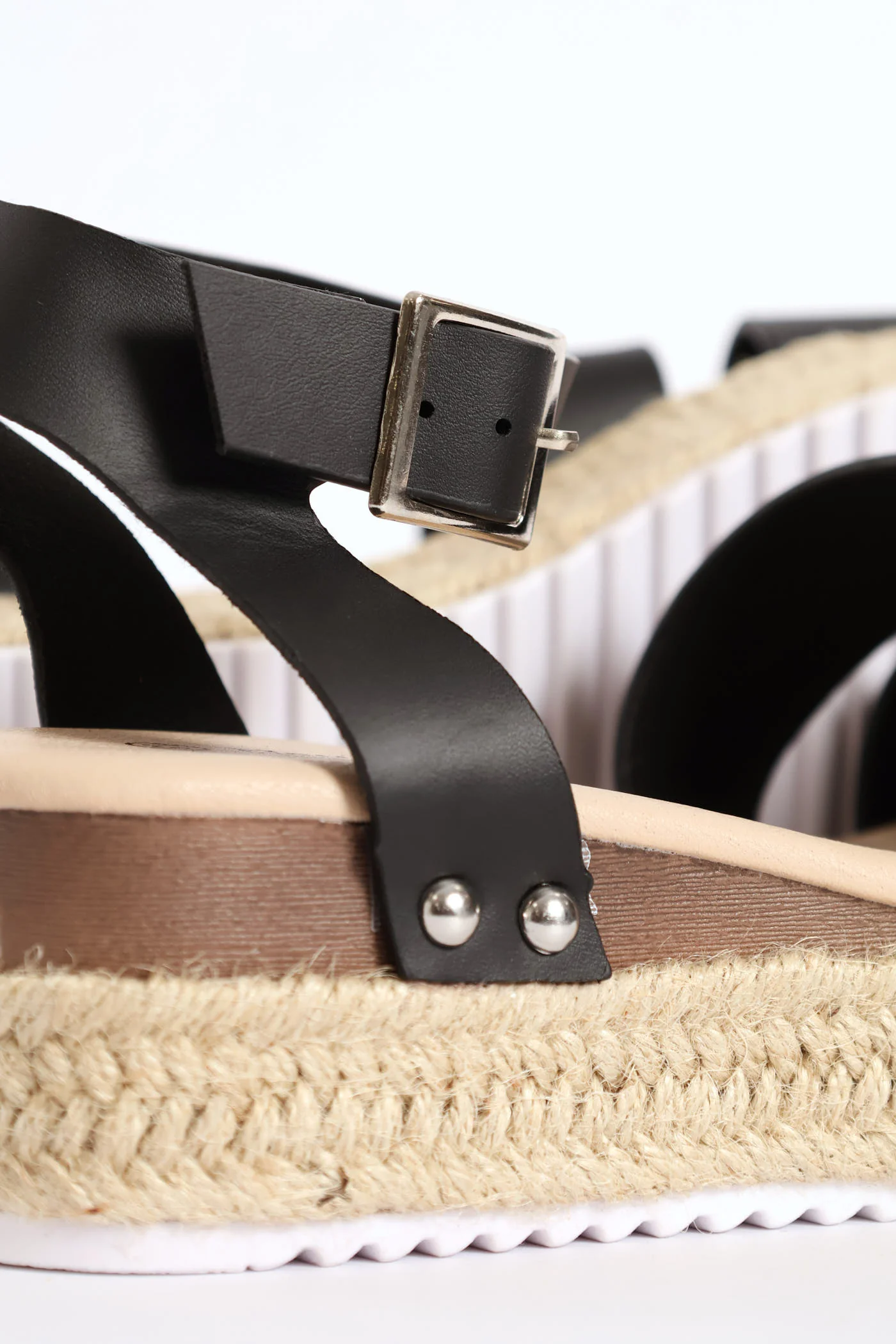 Girls Multi Strap Espadrille Wedge Sandal - Black - Image 6