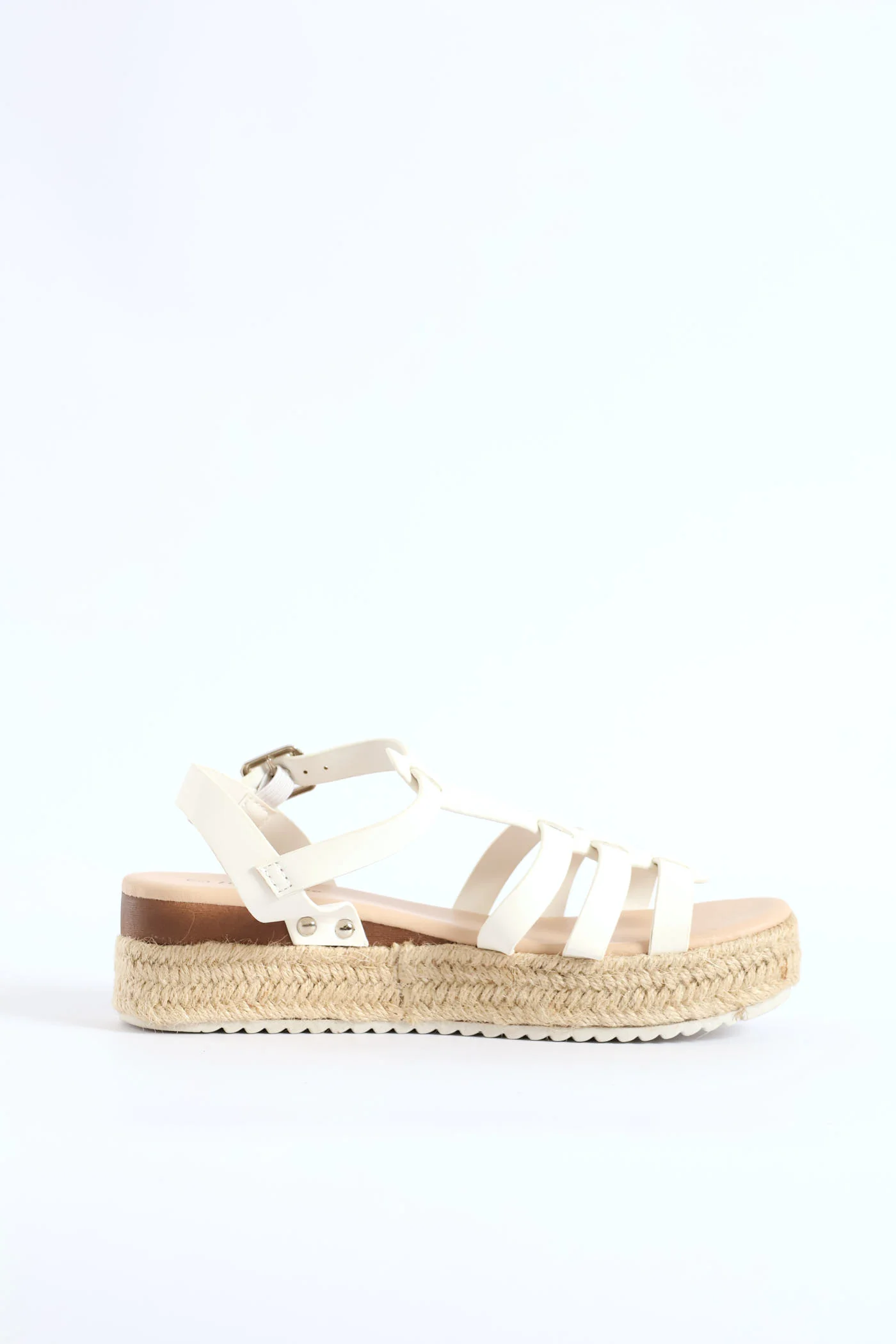 Girls Multi Strap Espadrille Wedge Sandal - White - Image 2