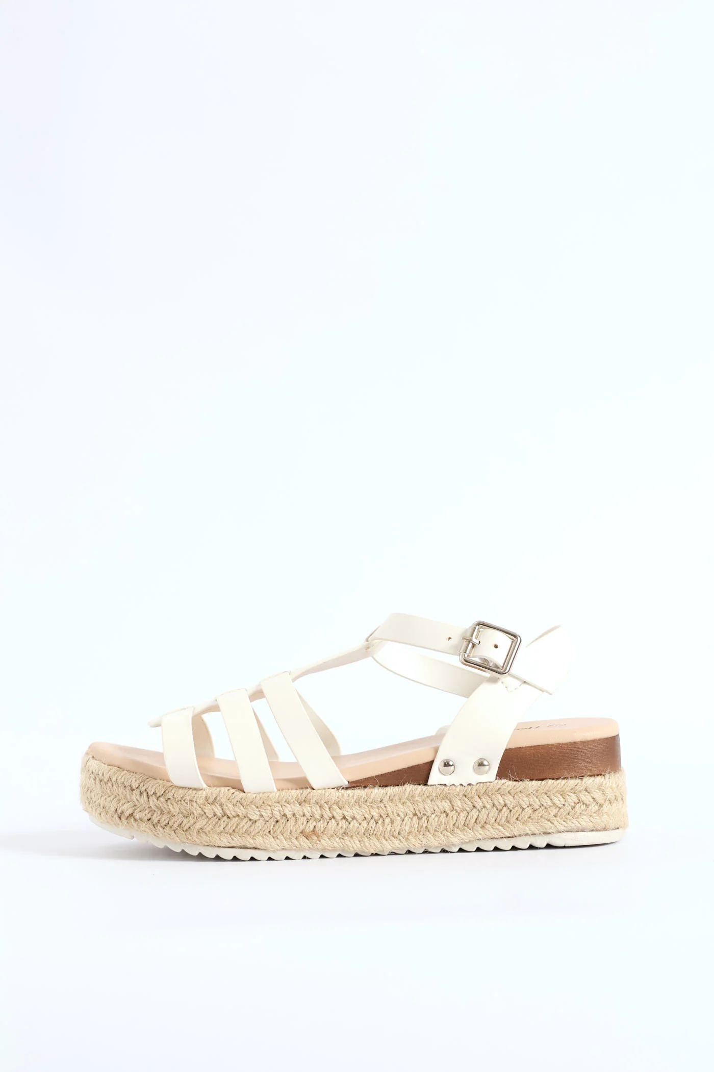 Girls Multi Strap Espadrille Wedge Sandal - White - Image 3