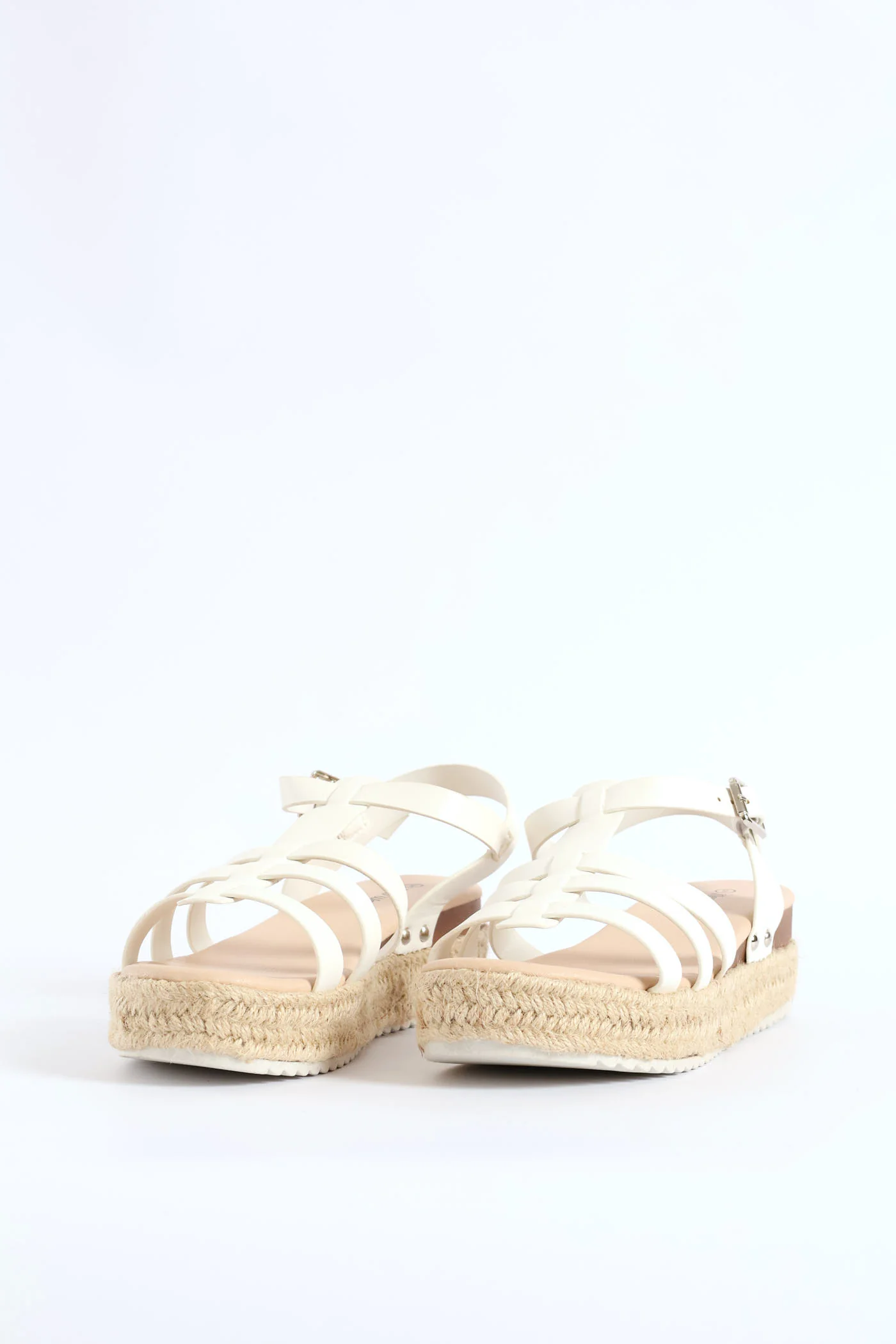 Girls Multi Strap Espadrille Wedge Sandal - White - Image 5