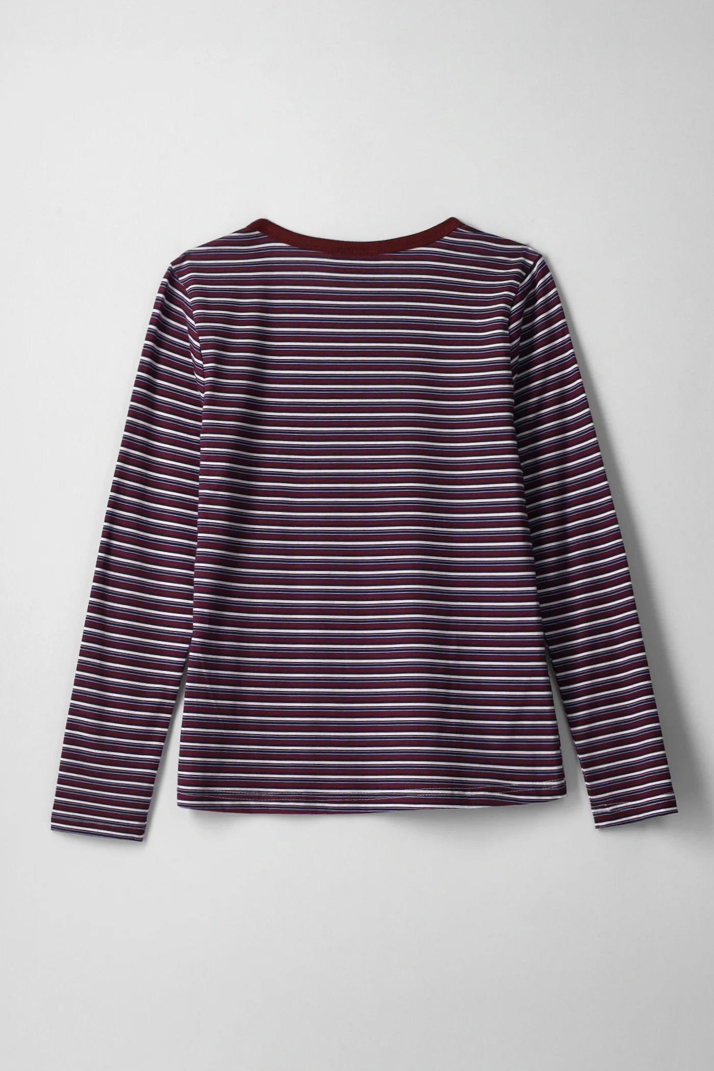 Girls Multi Stripe Fitted Long Sleeve Tee - Maroon - Image 2