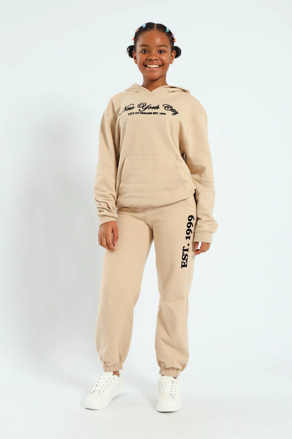 Girls New York Fleece Jogger - Tan - Image 2
