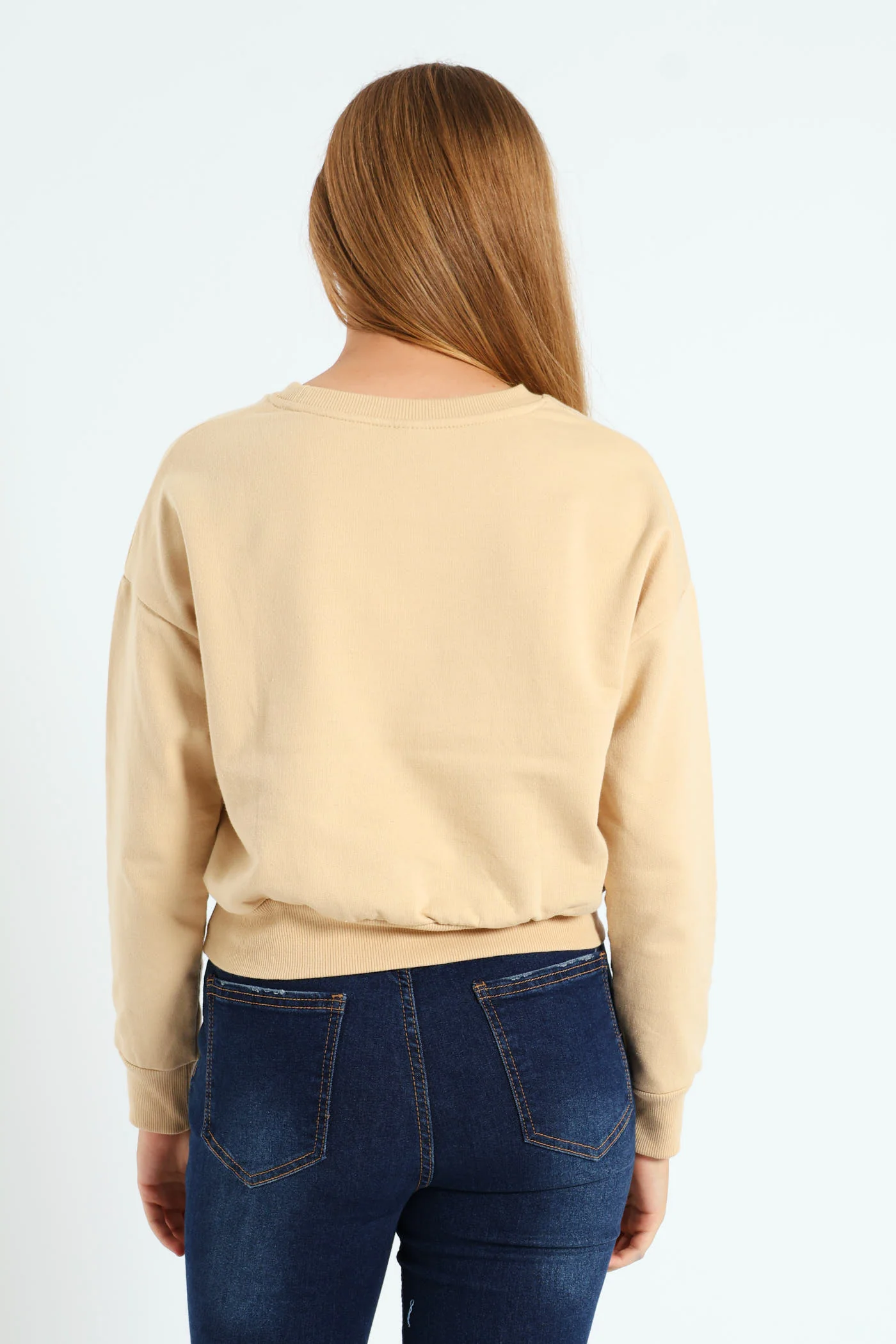Girls New York Fleece Top - Stone - Image 3