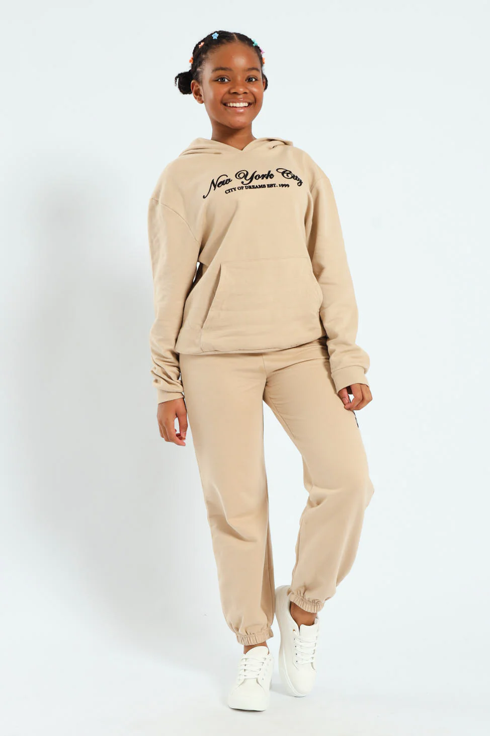 Girls New York Fleece Top - Tan - Image 2