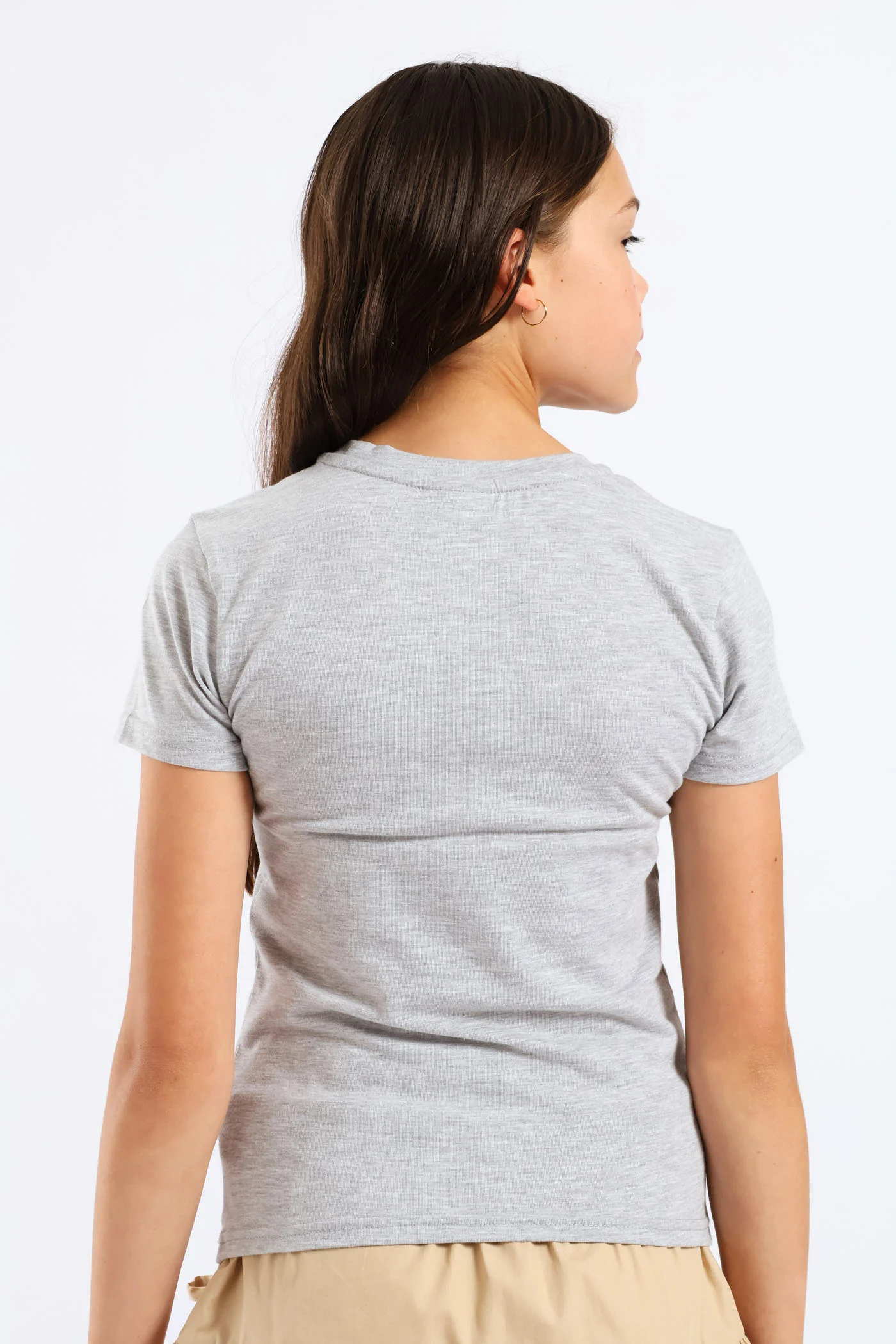 Girls NY Cotton Lycra Tee - Grey Melange - Image 4