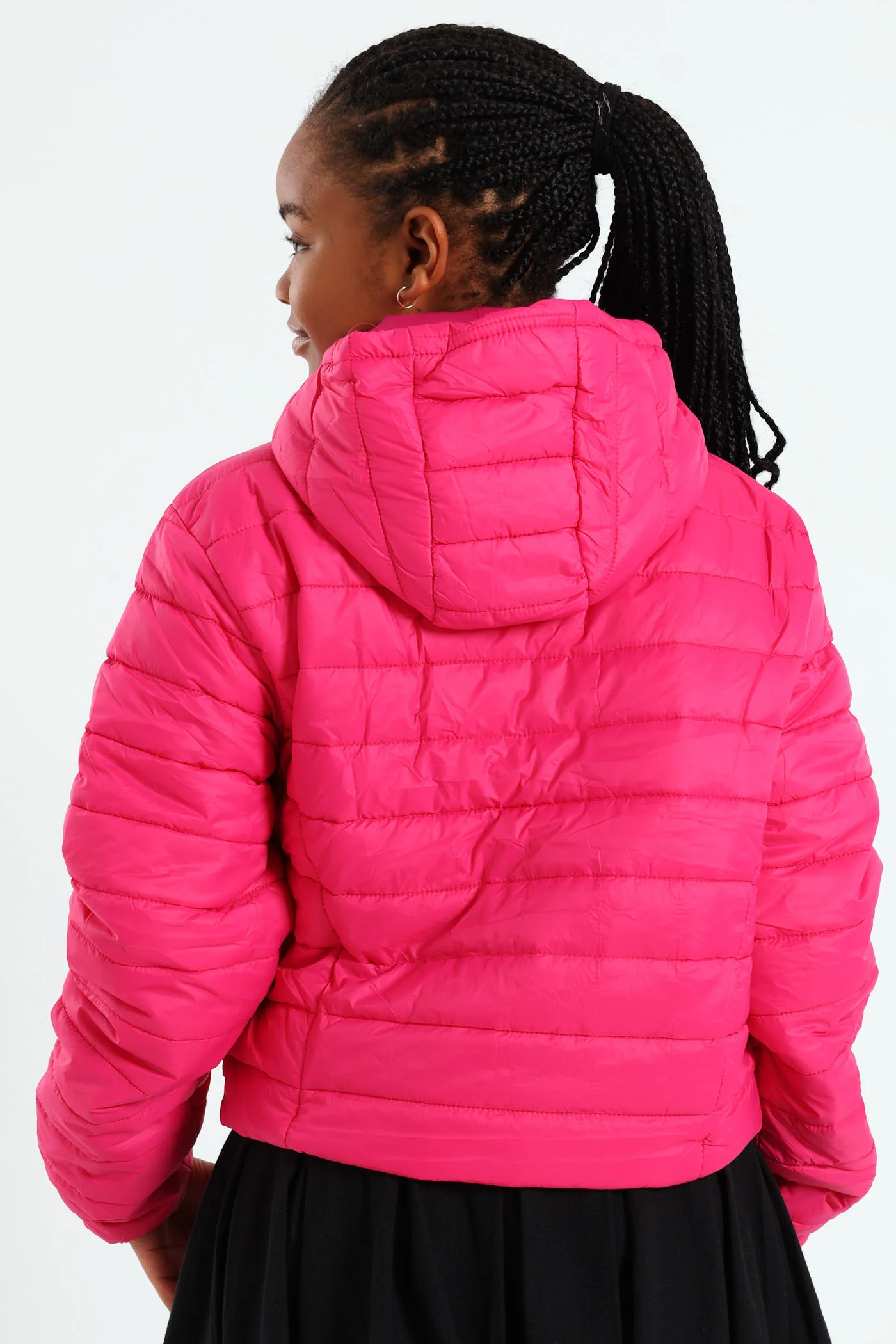 Girls Nylon Puffer - Cerise - Image 3