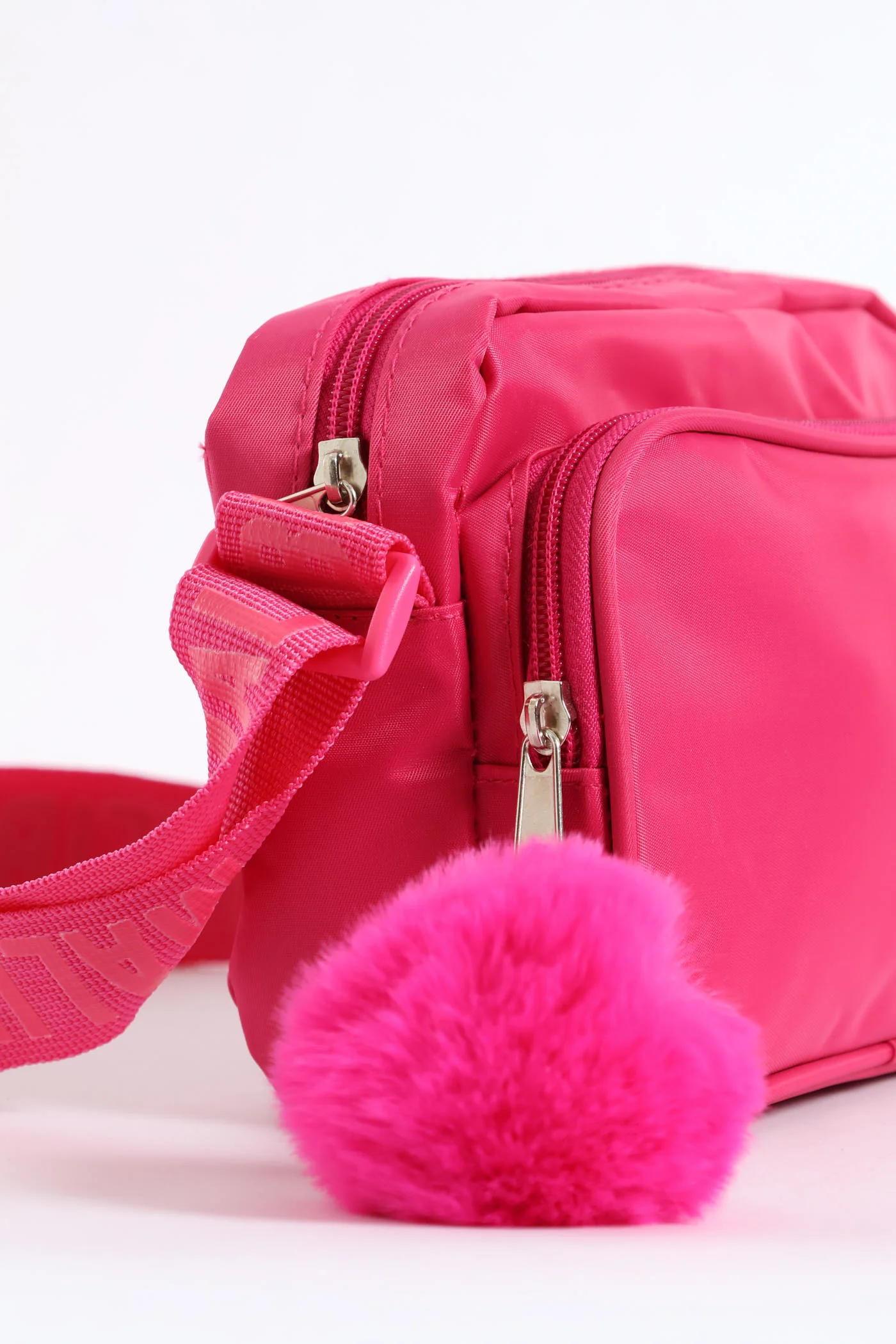 Girls Nylon Rectangle Sling Bag - Bright Pink - Image 2