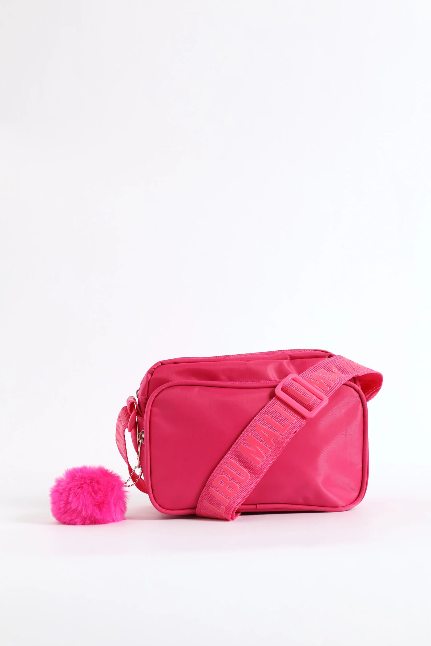 Girls Nylon Rectangle Sling Bag - Bright Pink - Image 3