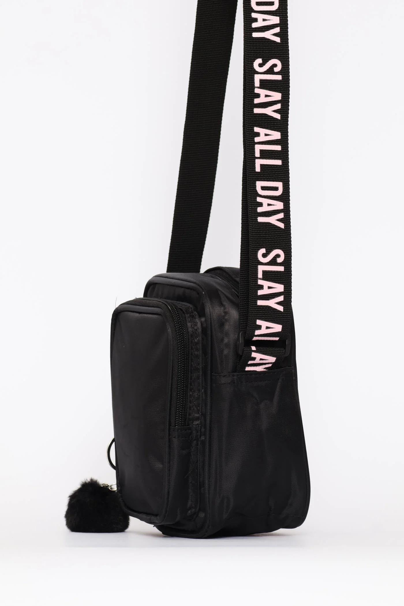 Girls Nylon Sling Bag - Black - Image 2