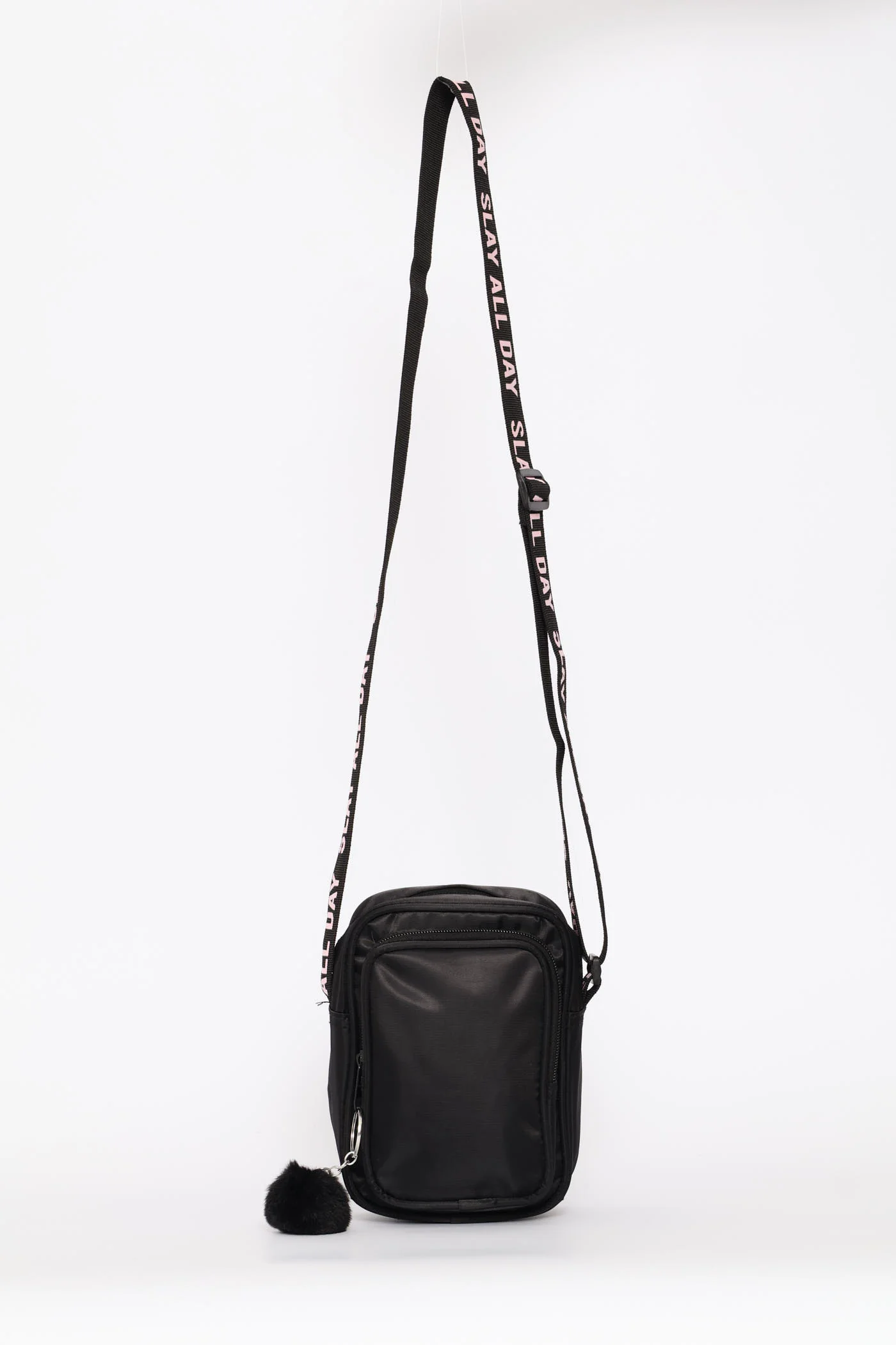 Girls Nylon Sling Bag - Black - Image 3