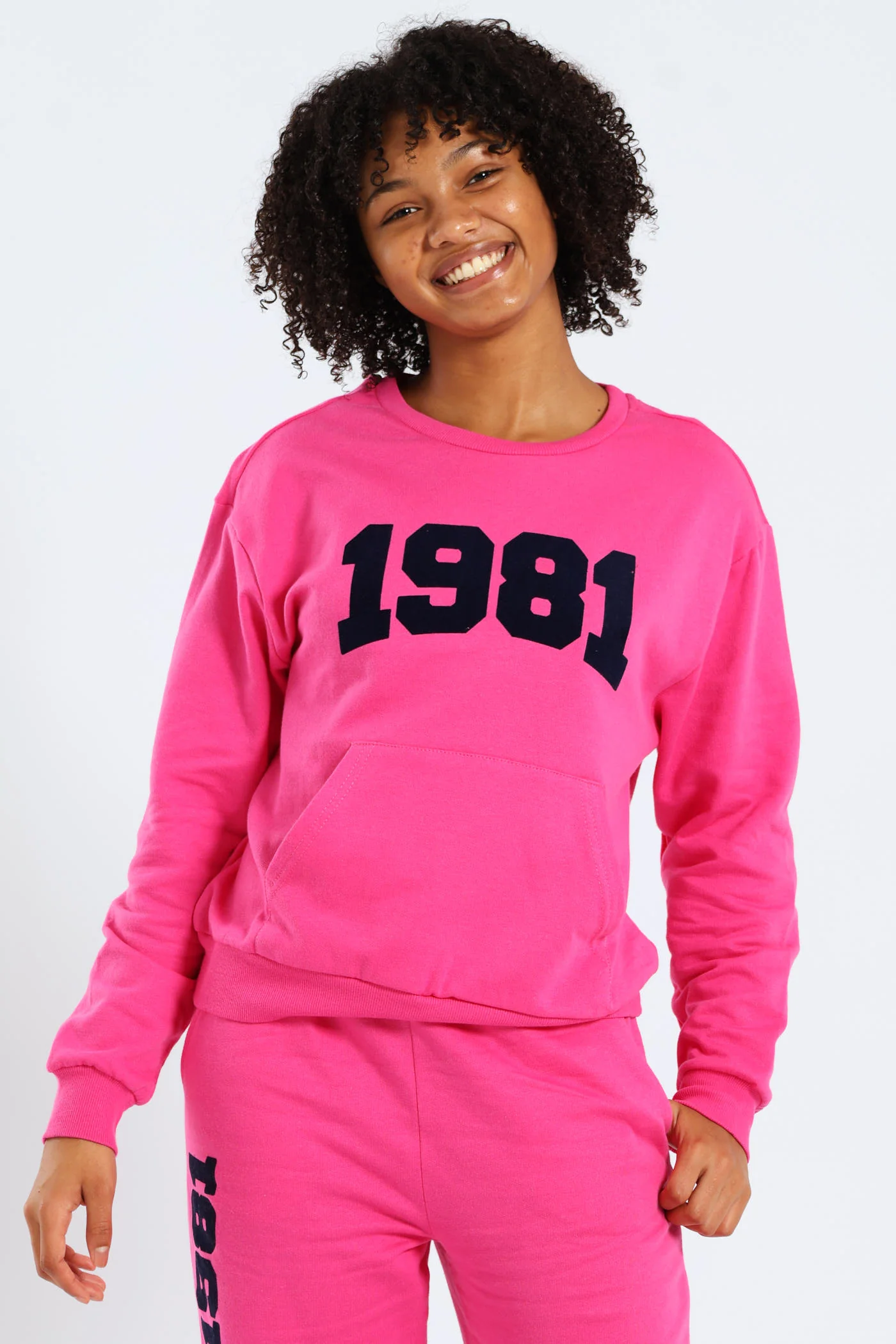 Girls Oversized Fleece Top - Cerise - Image 2