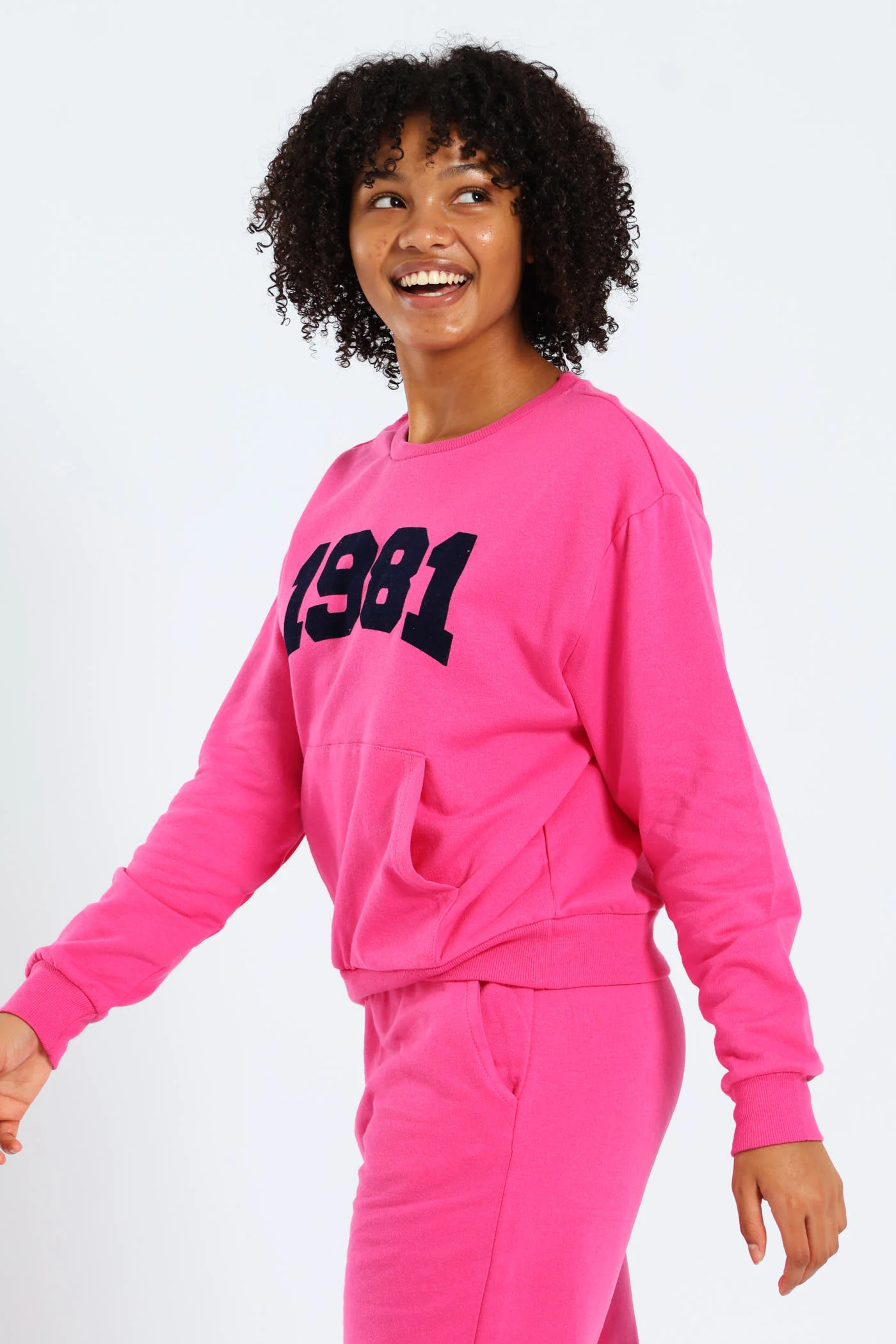 Girls Oversized Fleece Top - Cerise - Image 3