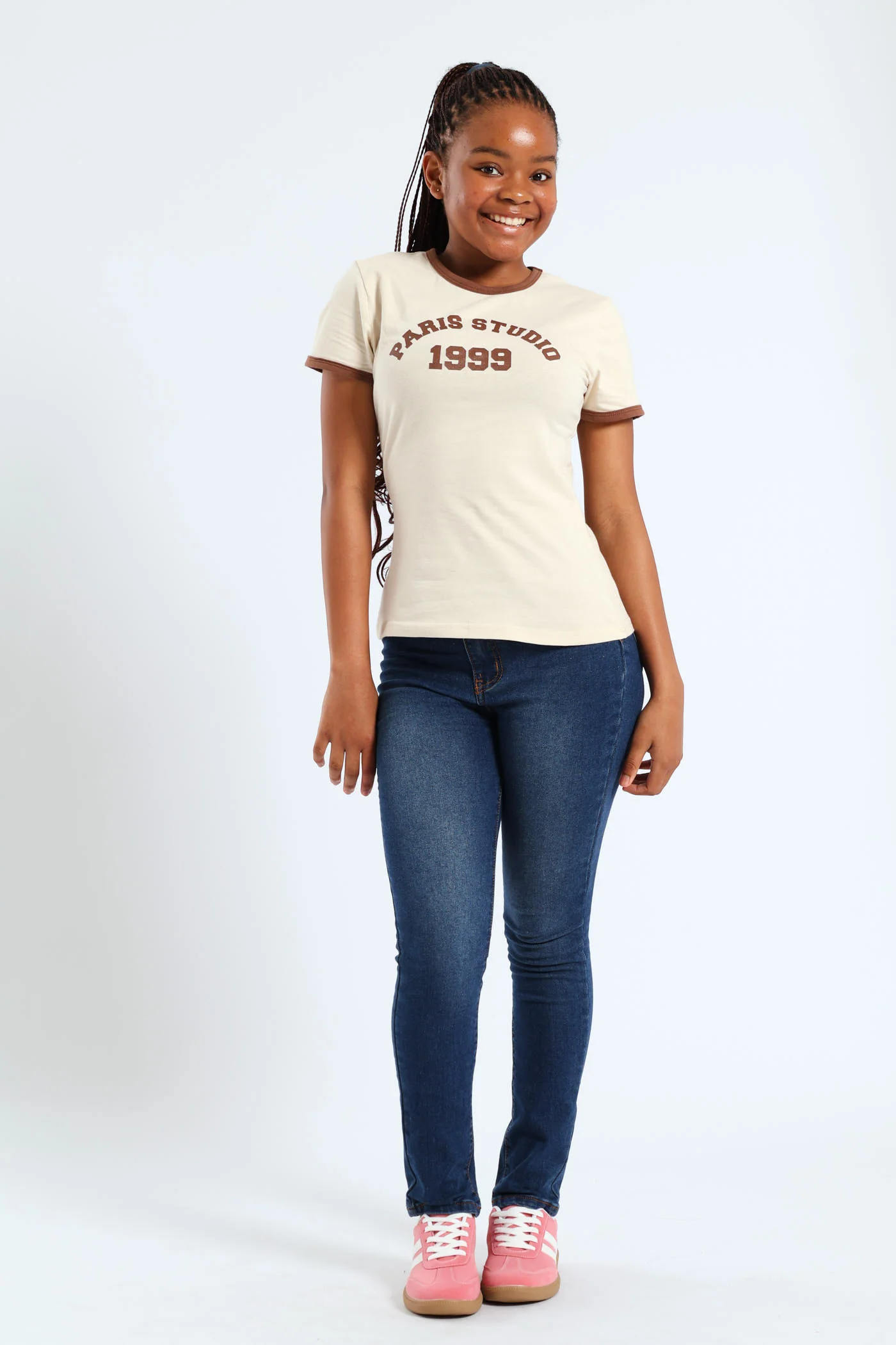 Girls Paris Studio Tee - Stone - Image 5