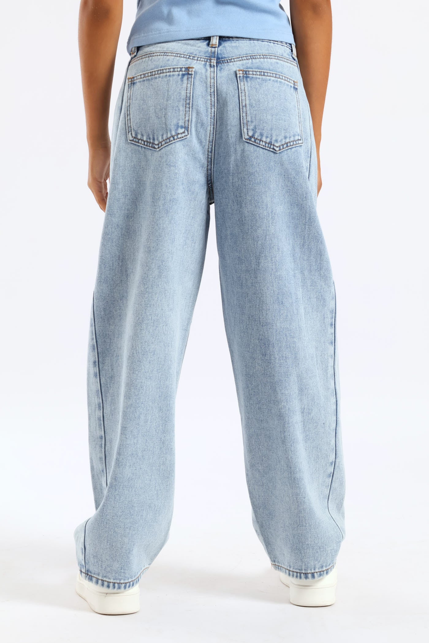 Girls Patch Colour Barrel Style Jeans - Blue - Image 4