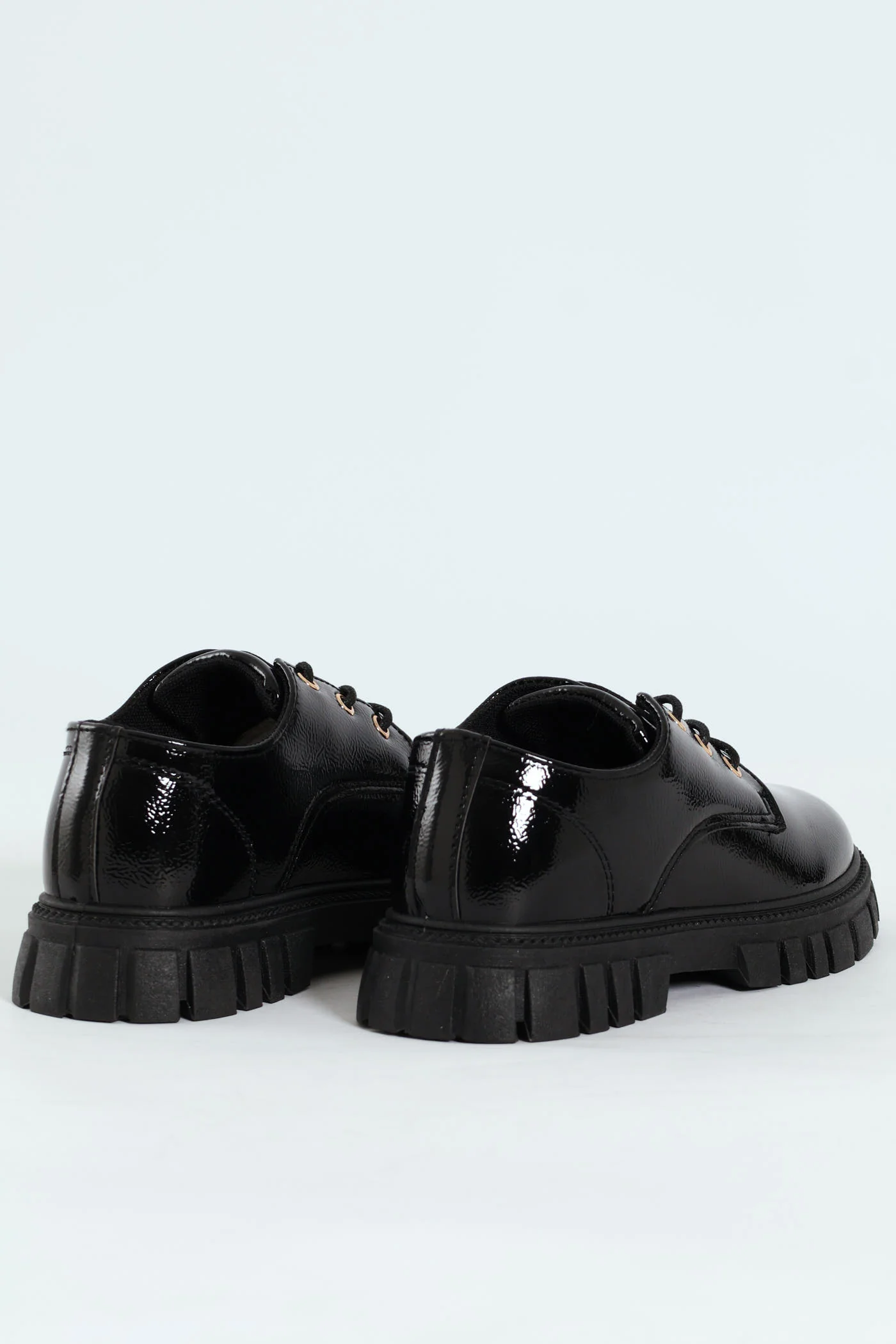 Girls Patent Lace Up Shoe - Black - Image 4