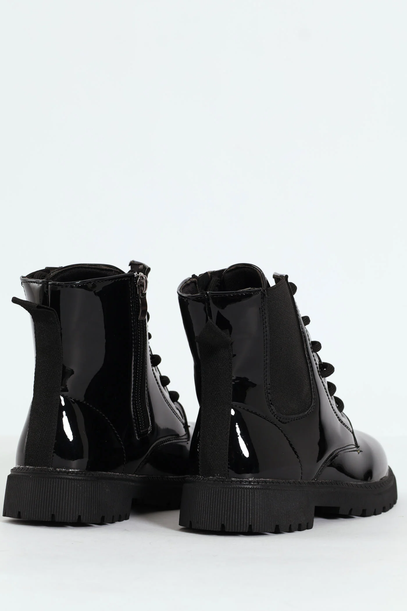 Girls Patent Military Boot - Black - Image 4