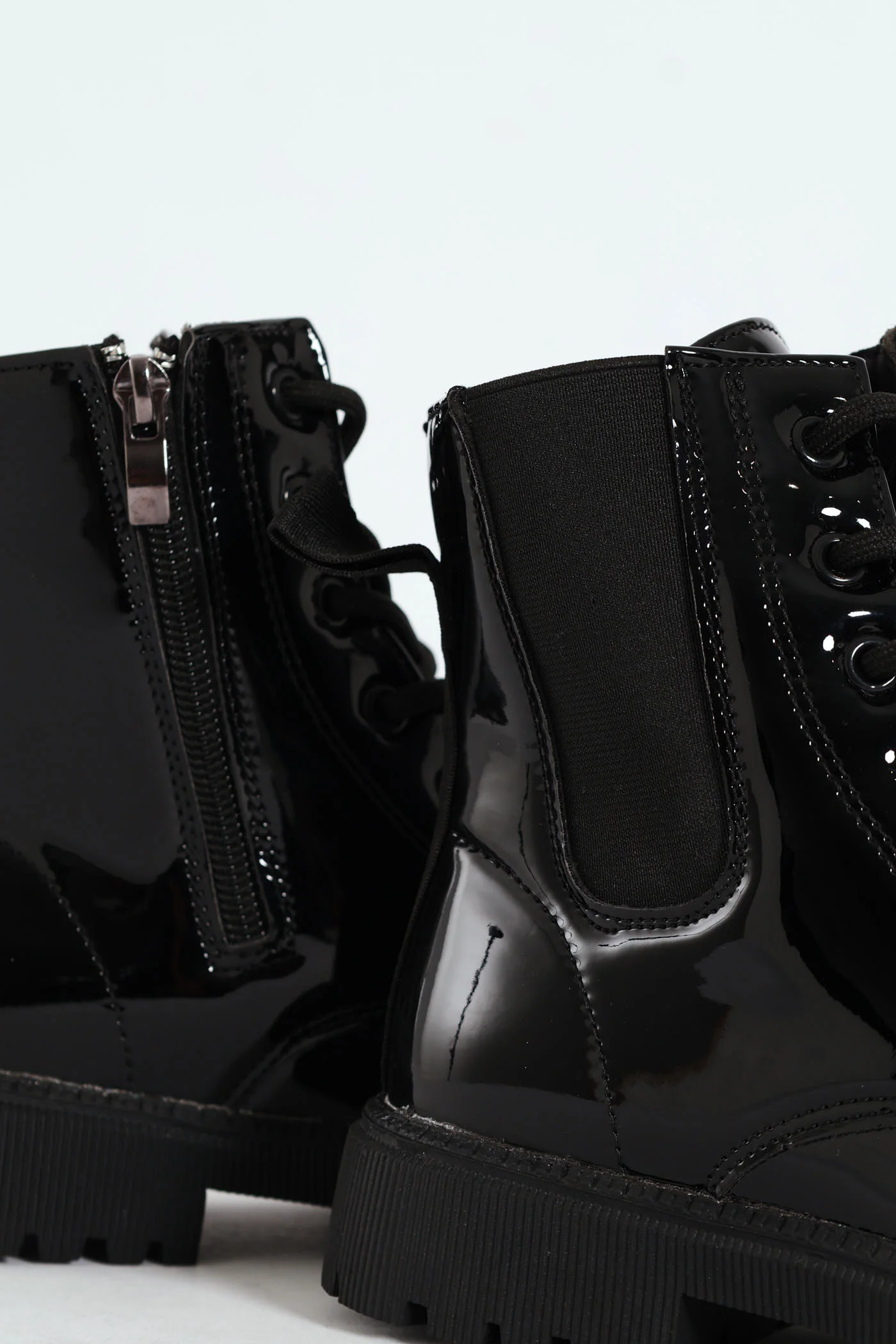 Girls Patent Military Boot - Black - Image 5