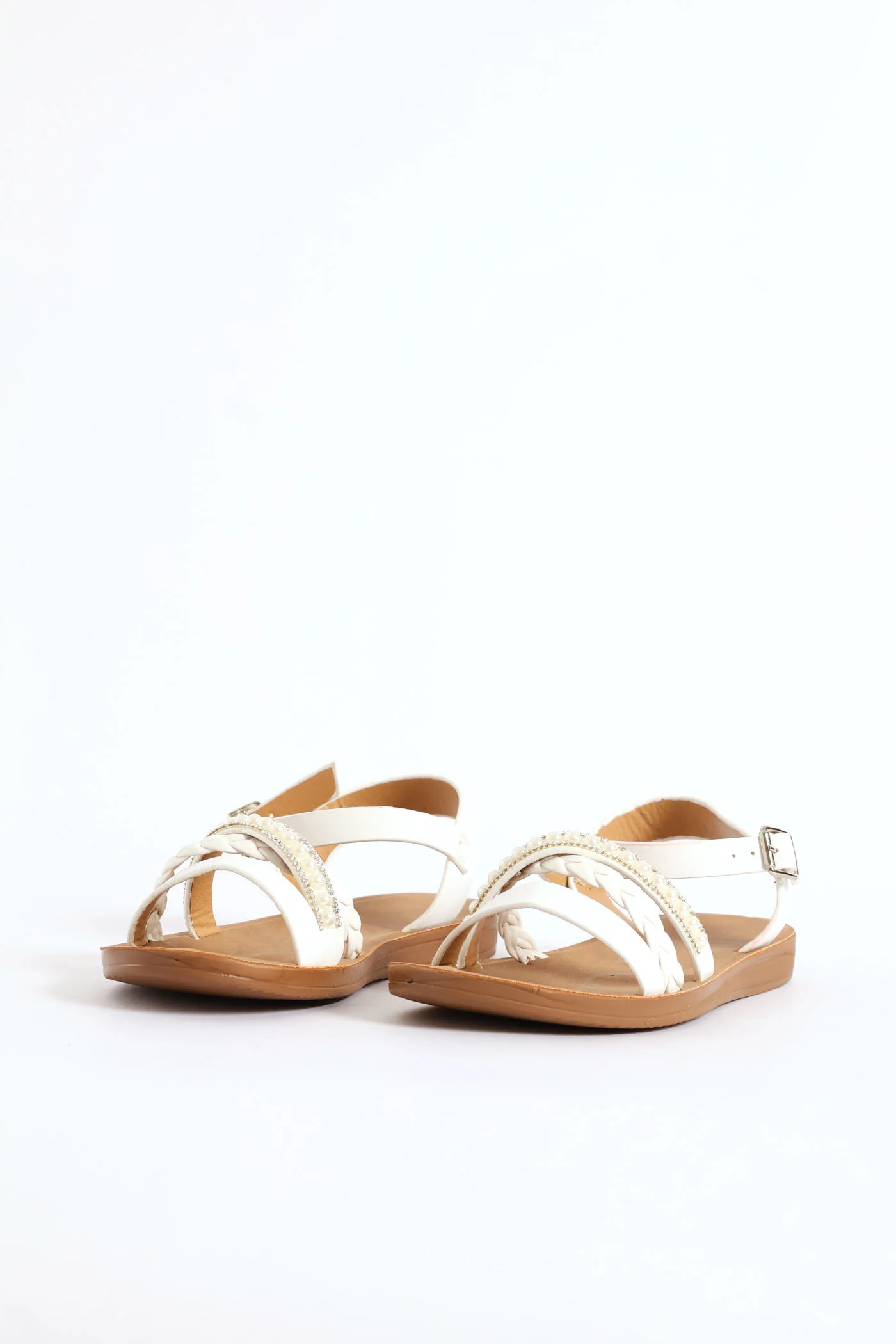 Girls Pearl Comfort Sandal - White - Image 3
