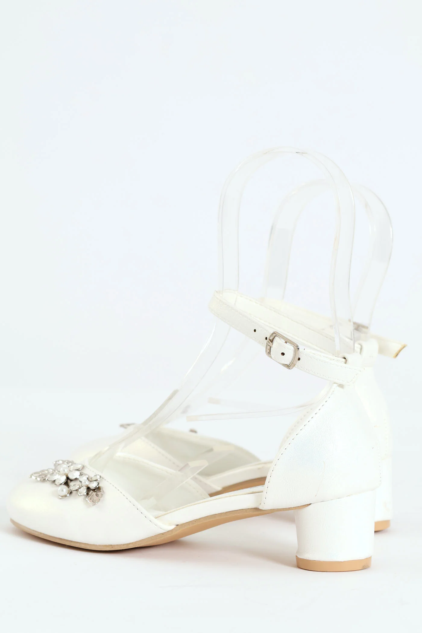 Girls Pearl Trim Heel - White - Image 2