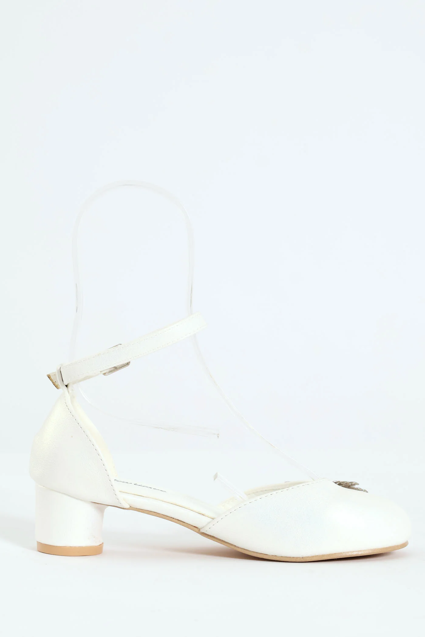 Girls Pearl Trim Heel - White - Image 3