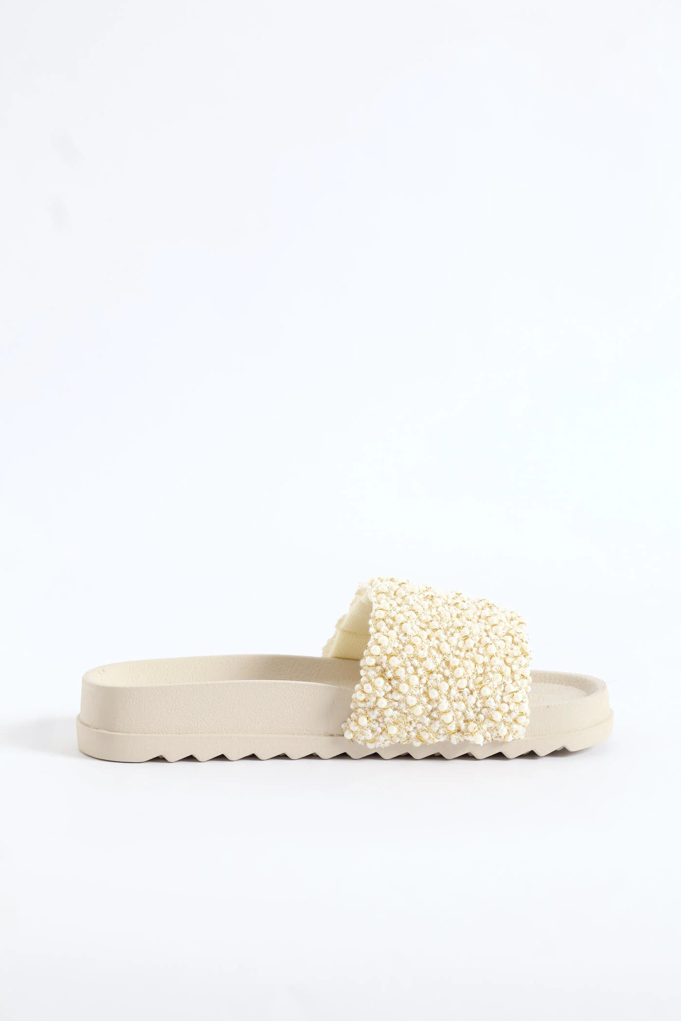 Girls Pearl Trim Pool Sandal - Cream - Image 2