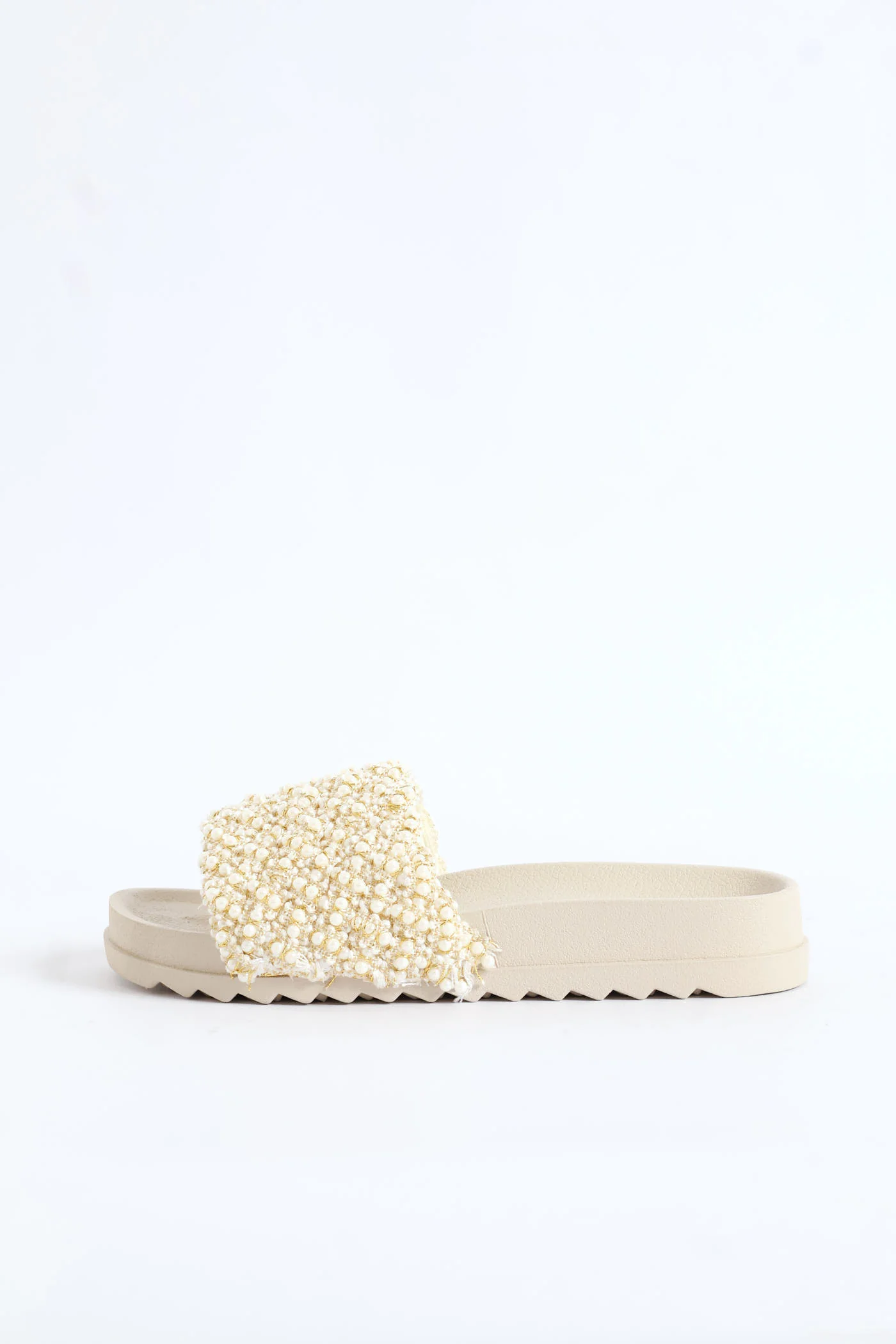 Girls Pearl Trim Pool Sandal - Cream - Image 4