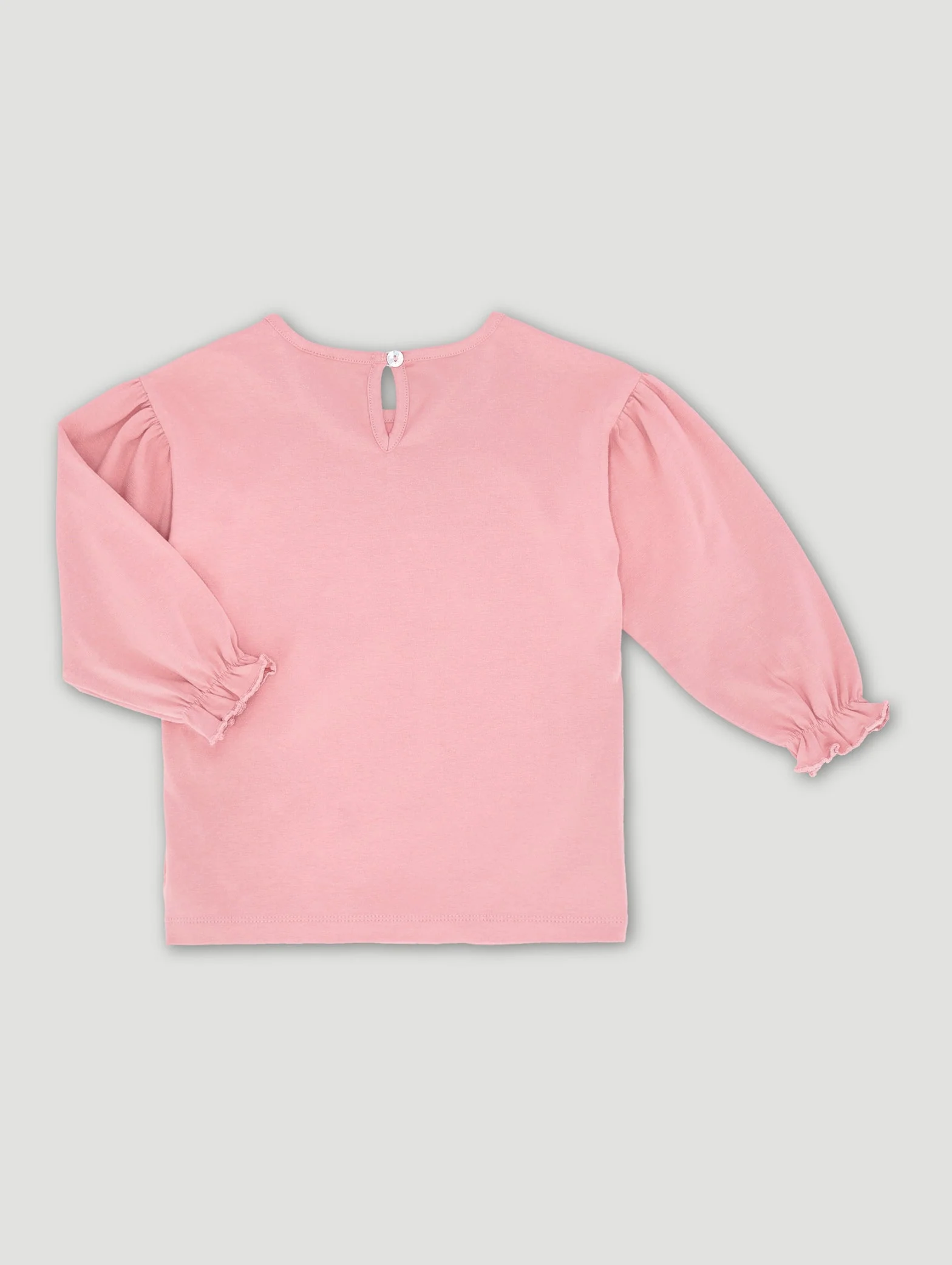 Keedo Girls Pink Floral Long Sleeve Cotton Lycra Tee - Image 2